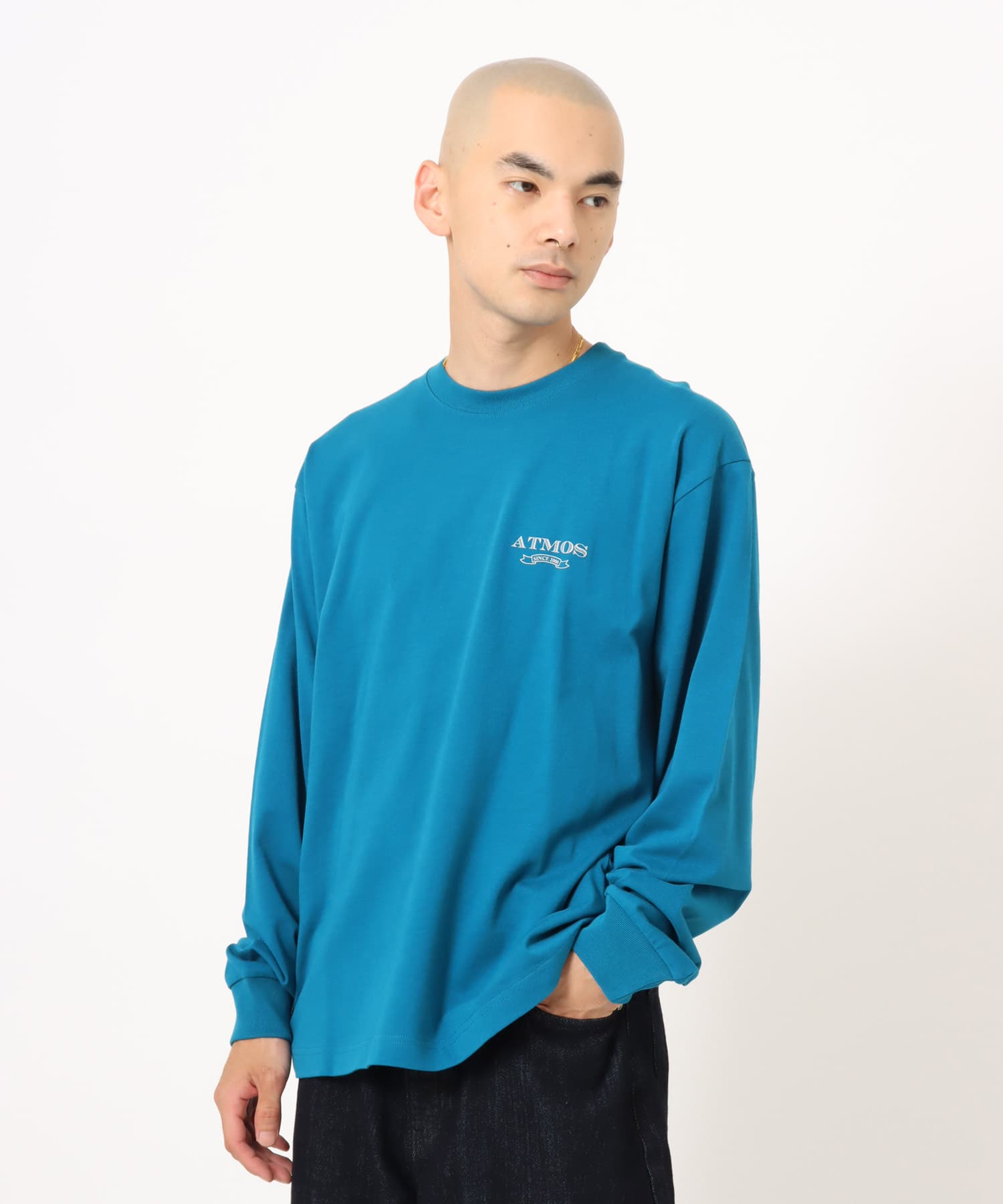 atmos Emblem Logo LS T-shirt BLUEの画像