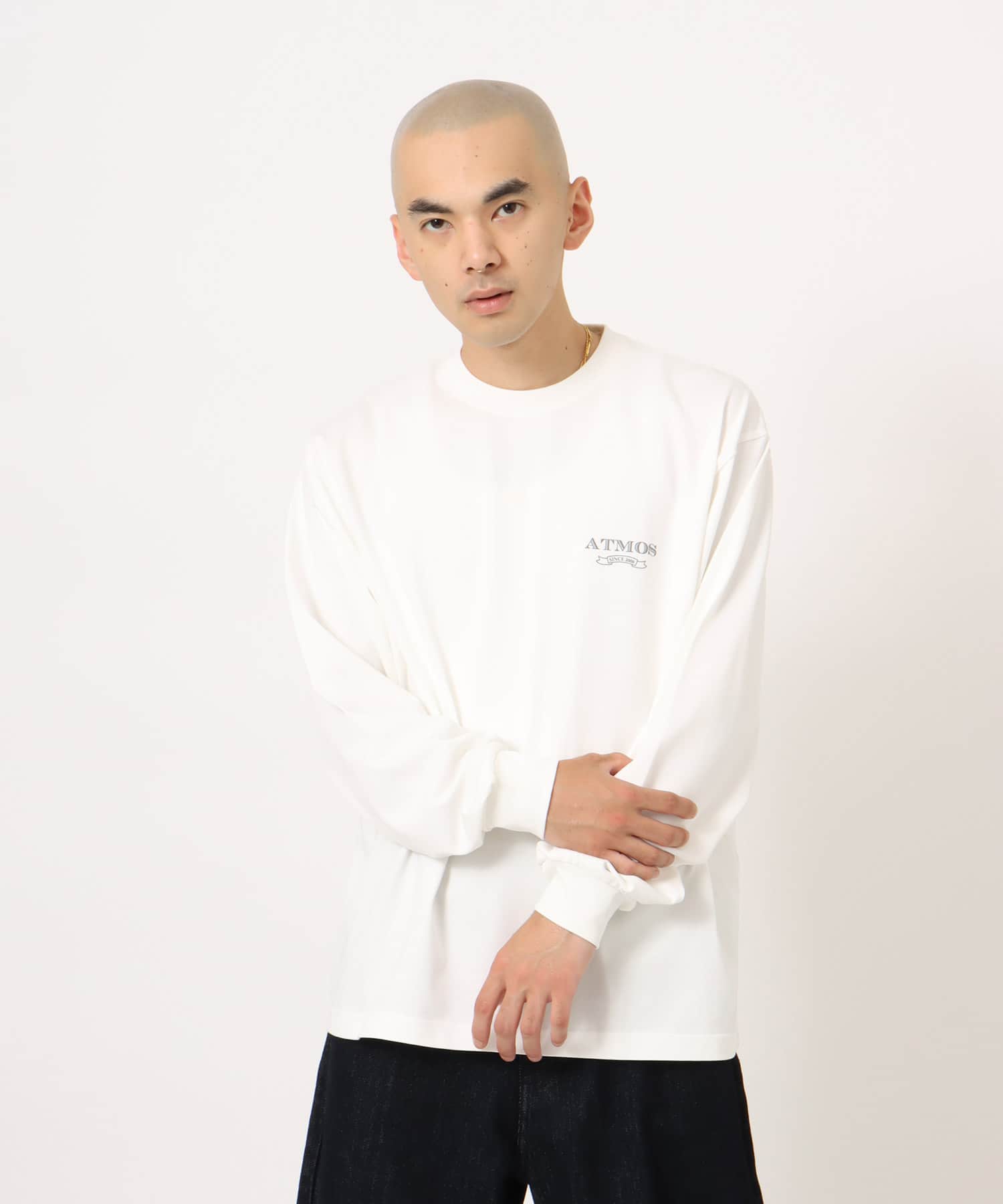 atmos Emblem Logo LS T-shirt WHITEの画像