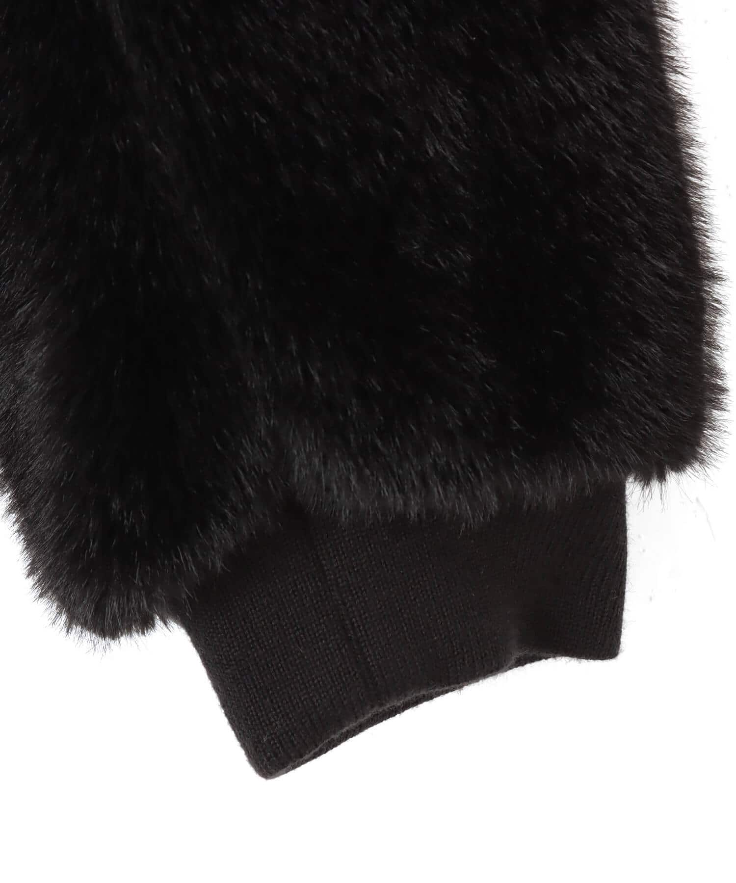 atmos Faux Fur Hoodie Jacket BLACKの画像