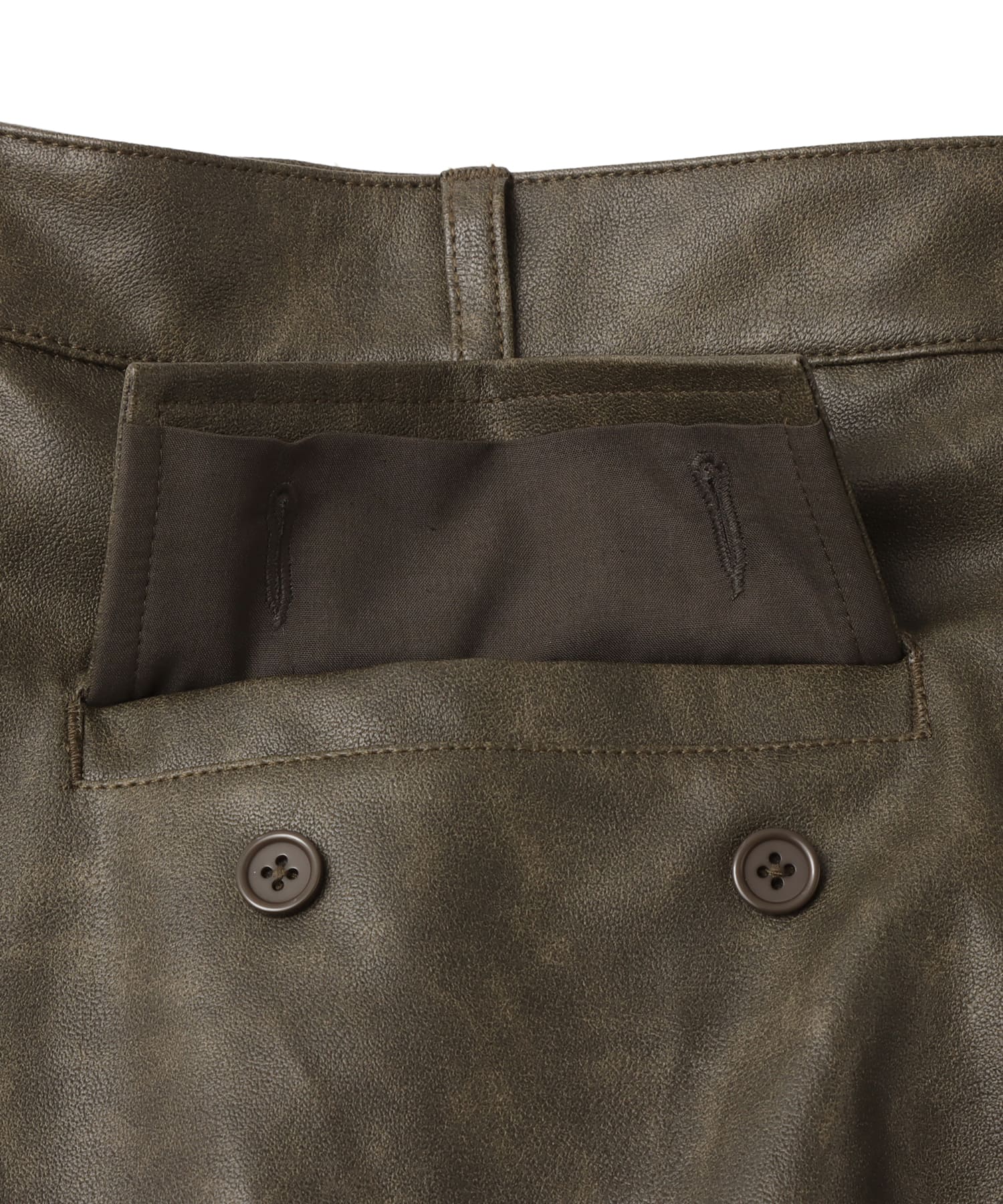 atmos Faux Leather Cargo Pants KHAKIの画像
