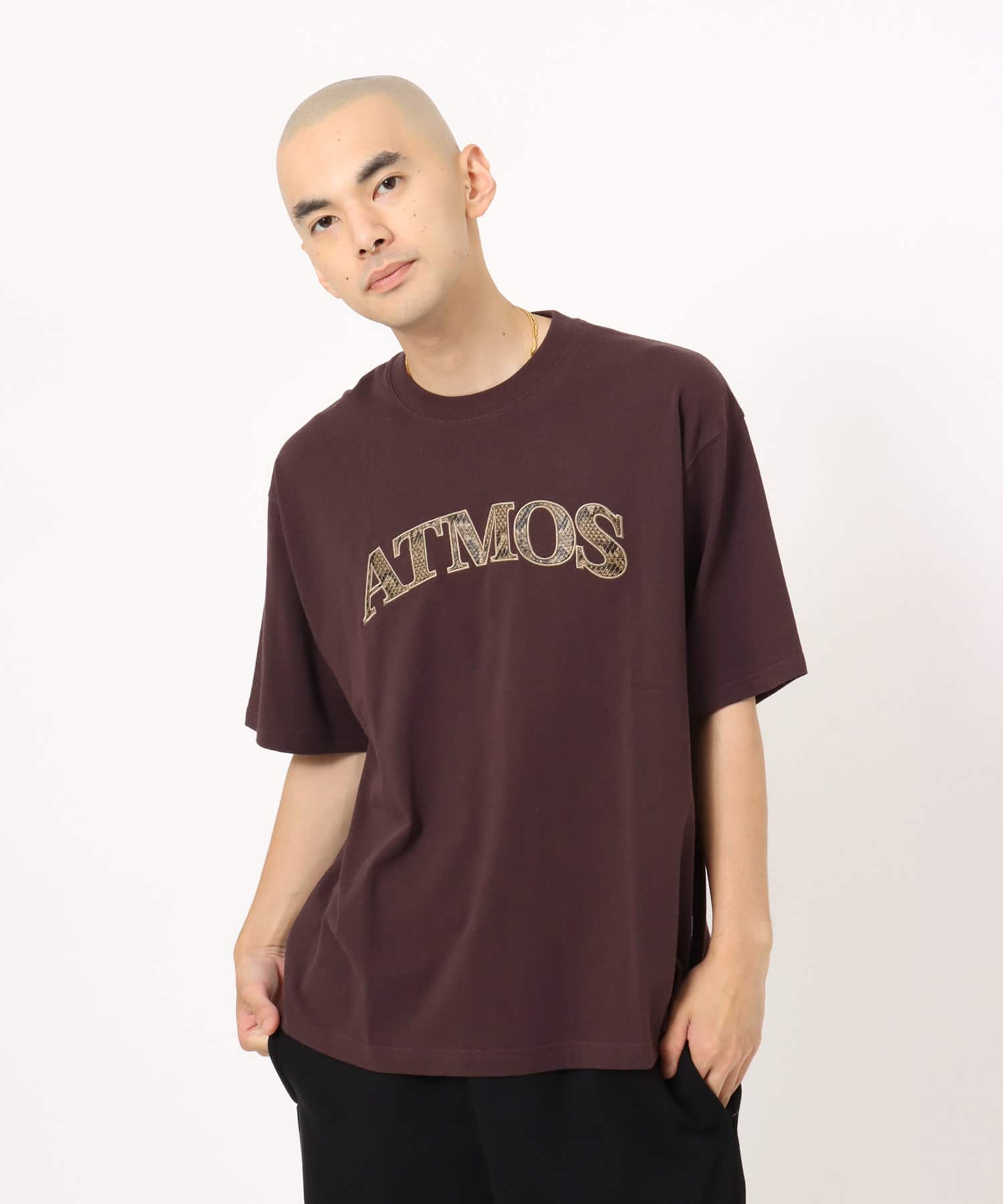 atmos Python Pattern Logo T-shirt BROWNの画像