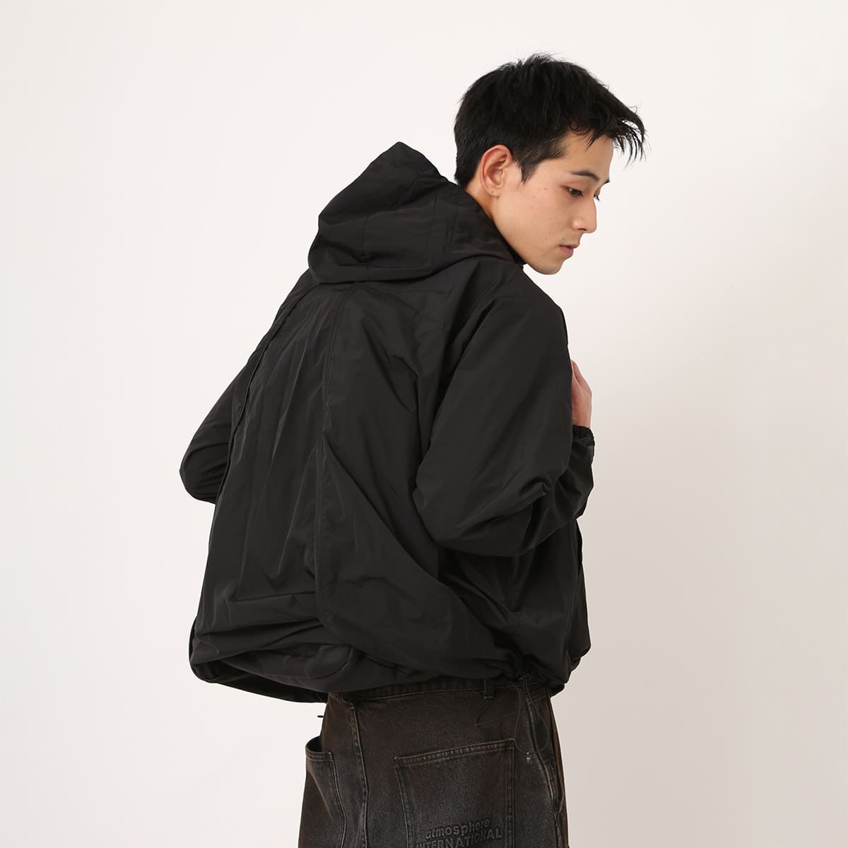 atmos Front Pocket Ripstop Anorak Hoodie BLACKの画像