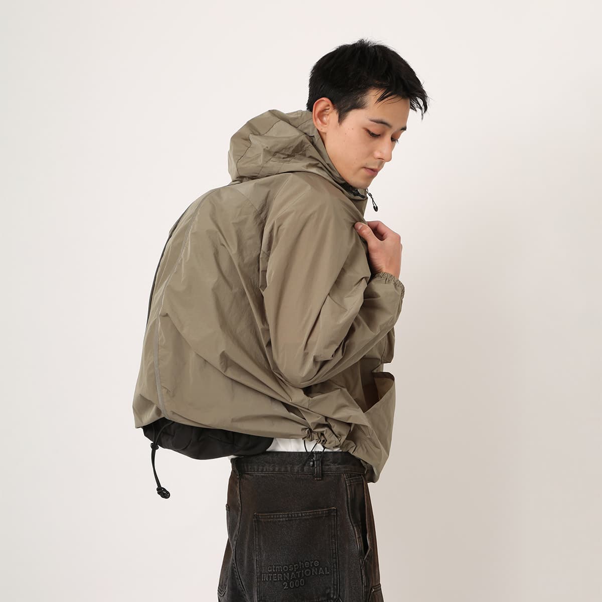 atmos Front Pocket Ripstop Anorak Hoodie KHAKIの画像