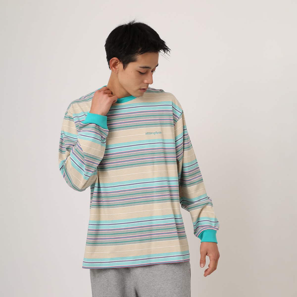 atmos Multi-color Border LS T-shirt GREENの画像