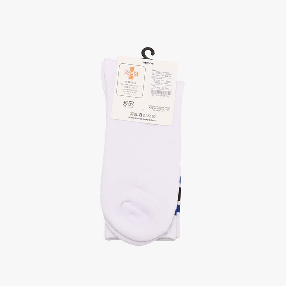 atmos COLOR LINE SOCKS WHITE X BLUEの画像