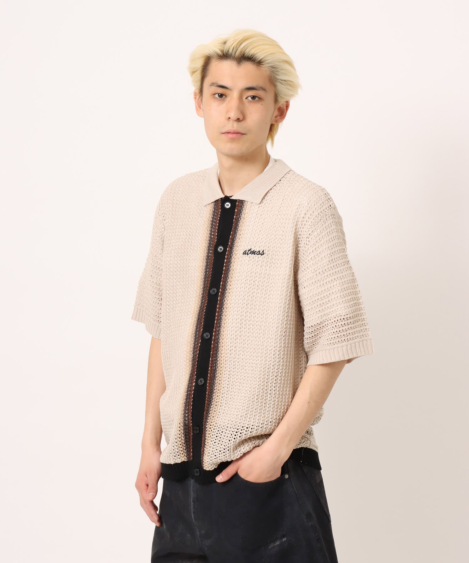 atmos S/S Gradient Knit Shirt BEIGEの画像
