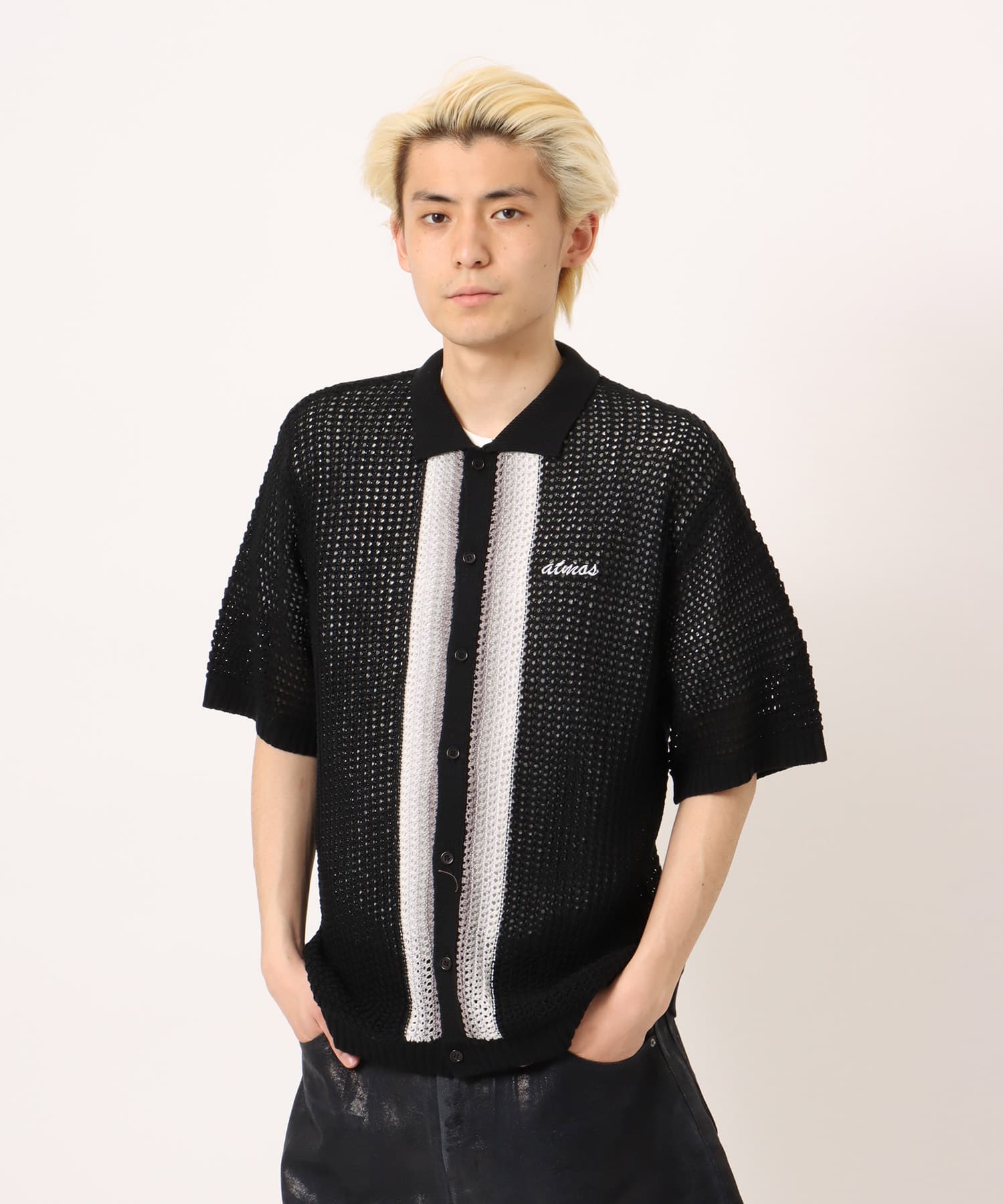 atmos S/S Gradient Knit Shirt BLACKの画像