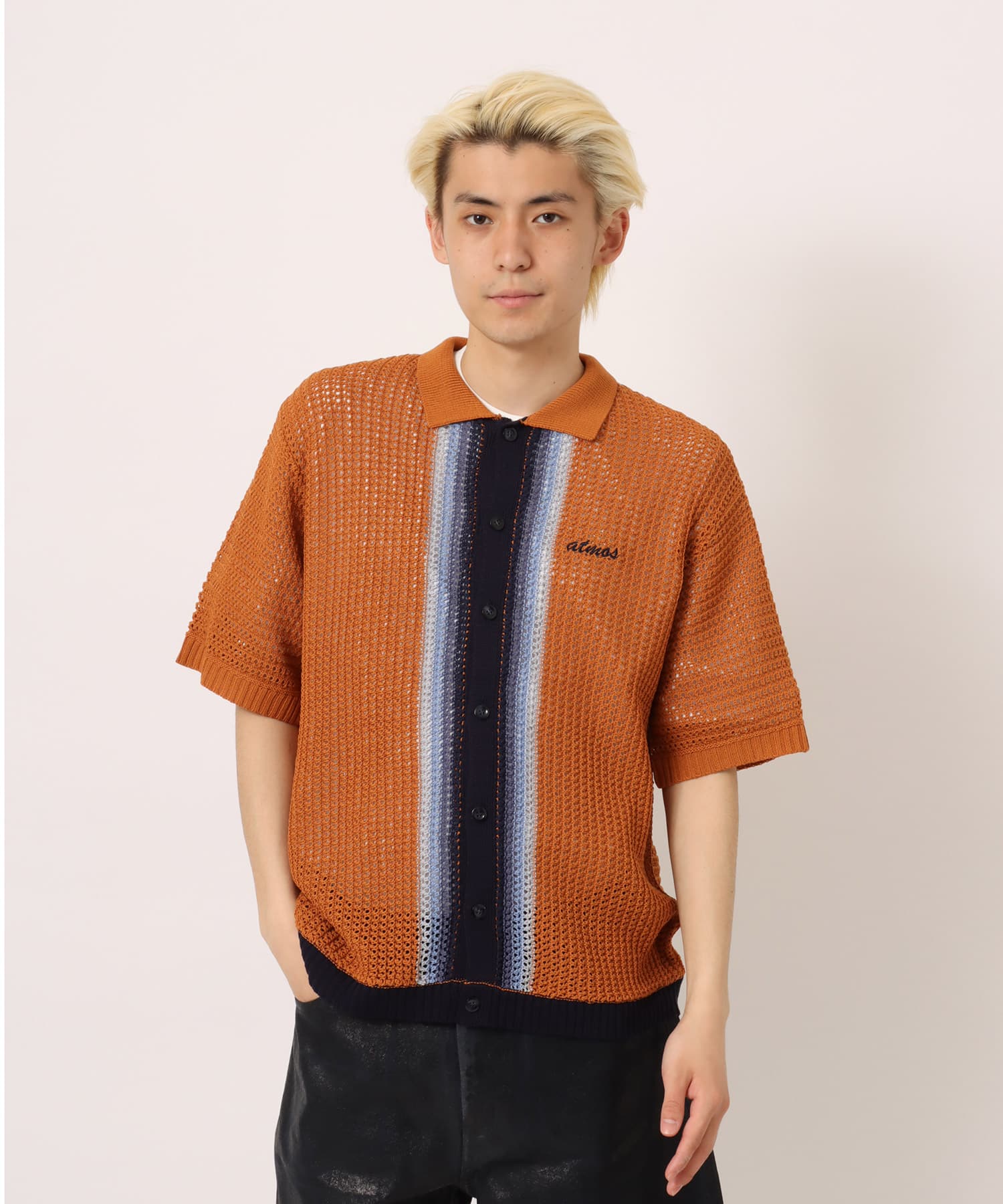 atmos S/S Gradient Knit Shirt ORANGEの画像