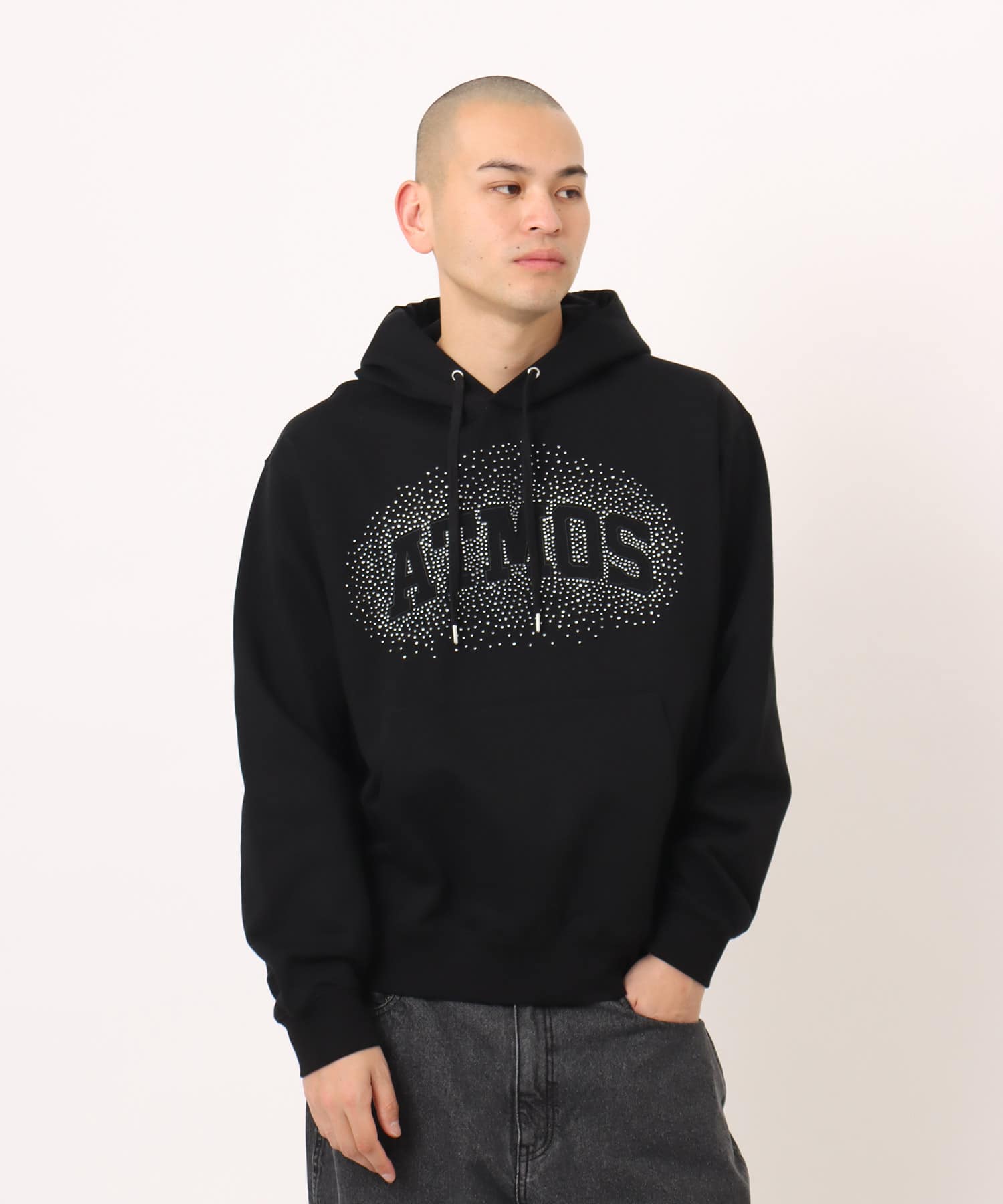 atmos Sequins Logo Hooded Sweatshirt BLACKの画像