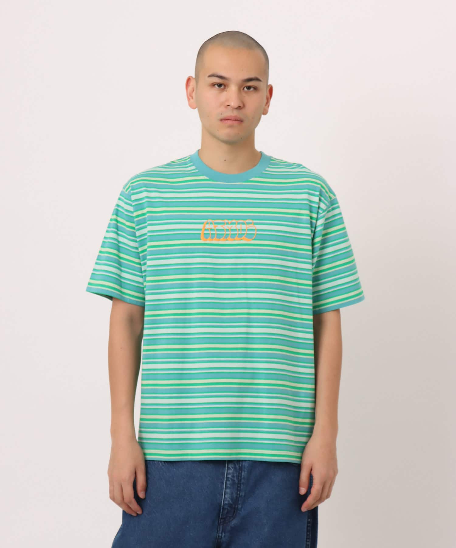 atmos Retro Colorway Border SS T-shirt GREENの画像
