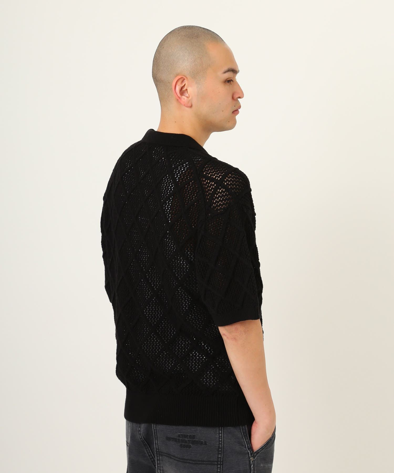 atmos Diamond Mesh Openwork Knit BLACKの画像