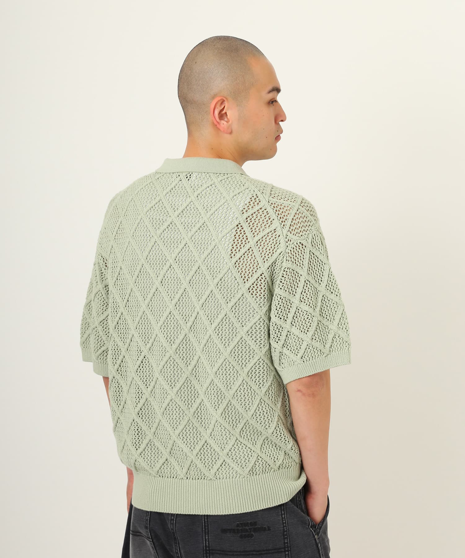 atmos Diamond Mesh Openwork Knit LIGHT GREENの画像