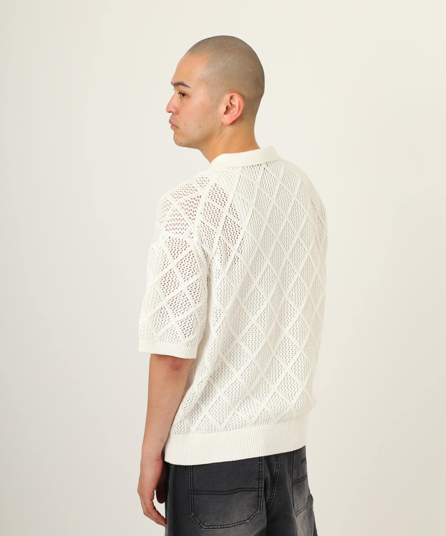 atmos Diamond Mesh Openwork Knit WHITEの画像
