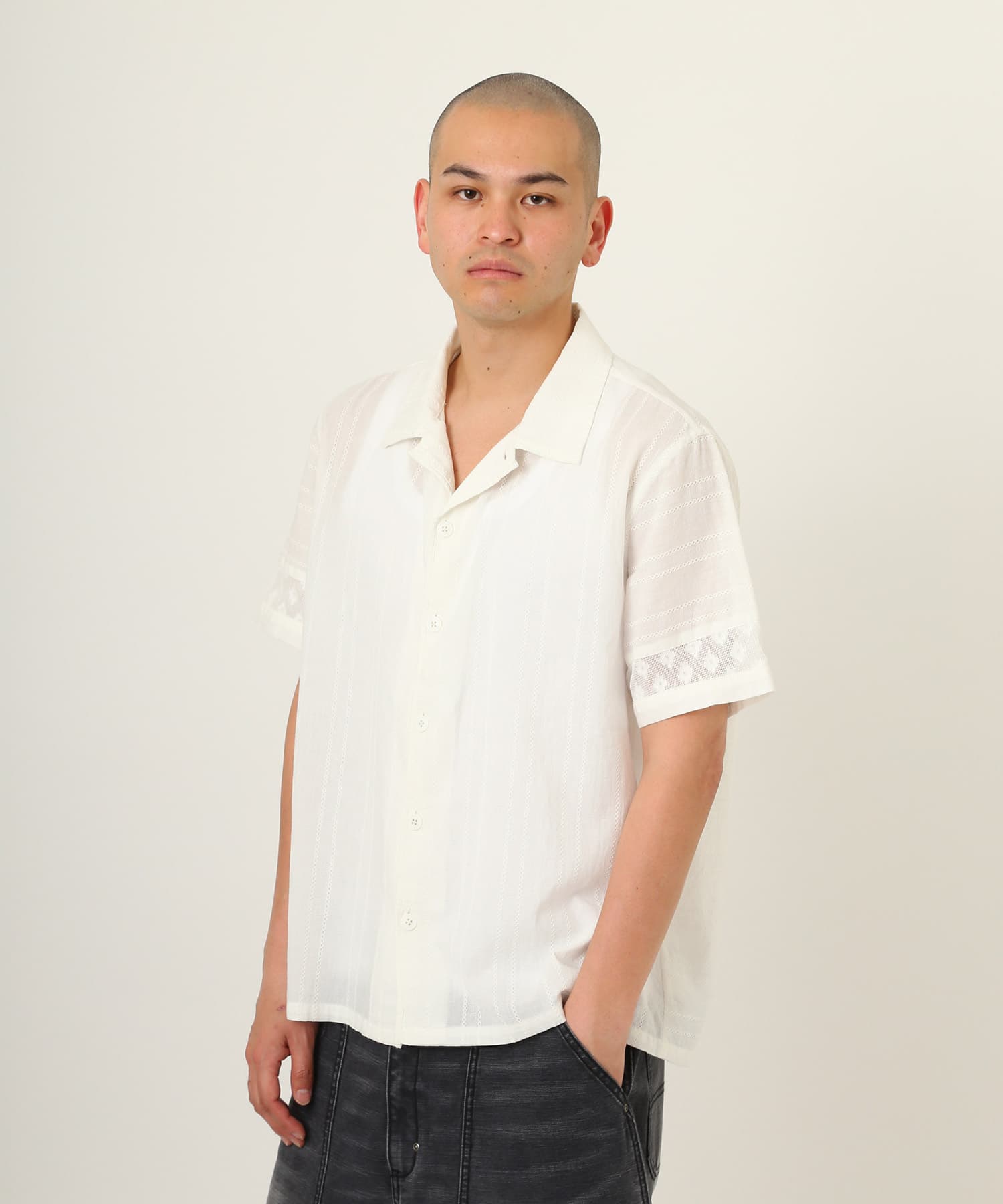 atmos Open Collar SS Shirt WHITEの画像