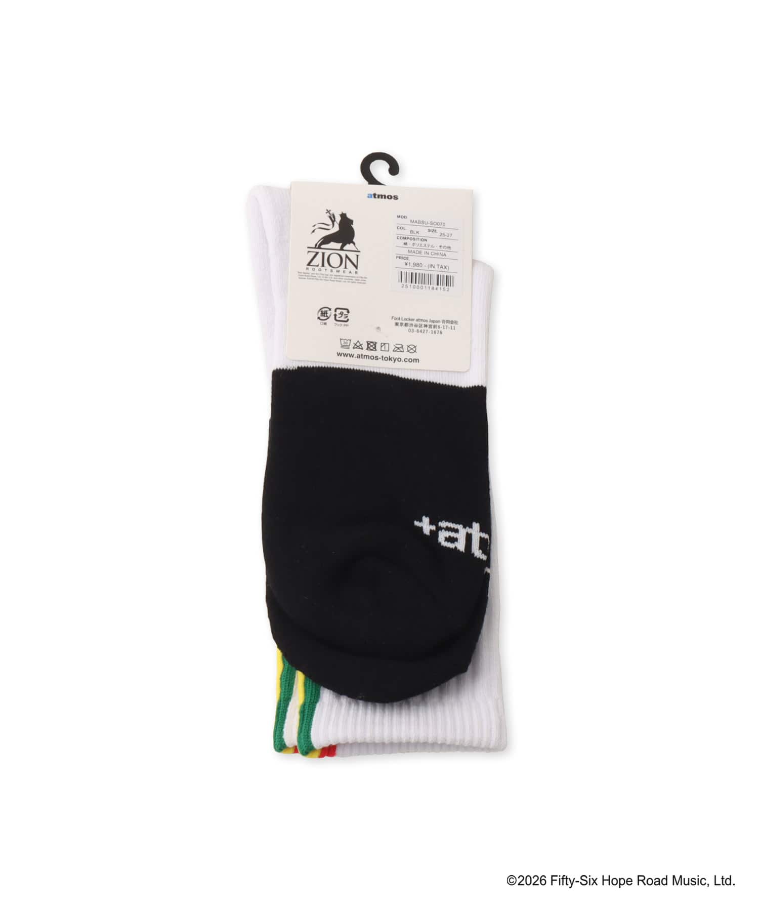 atmos x BOB MARLEY Stripe Socks BLACKの画像
