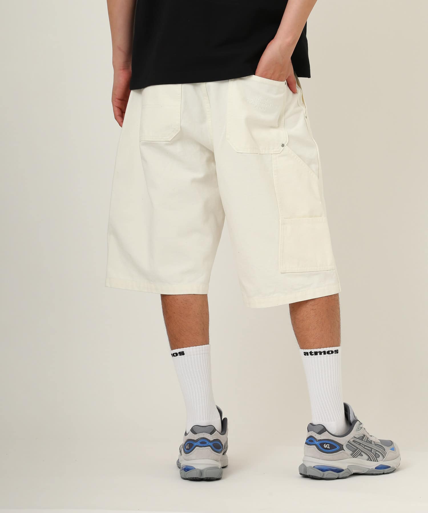 atmos Double-Knee Denim Shorts WHITEの画像