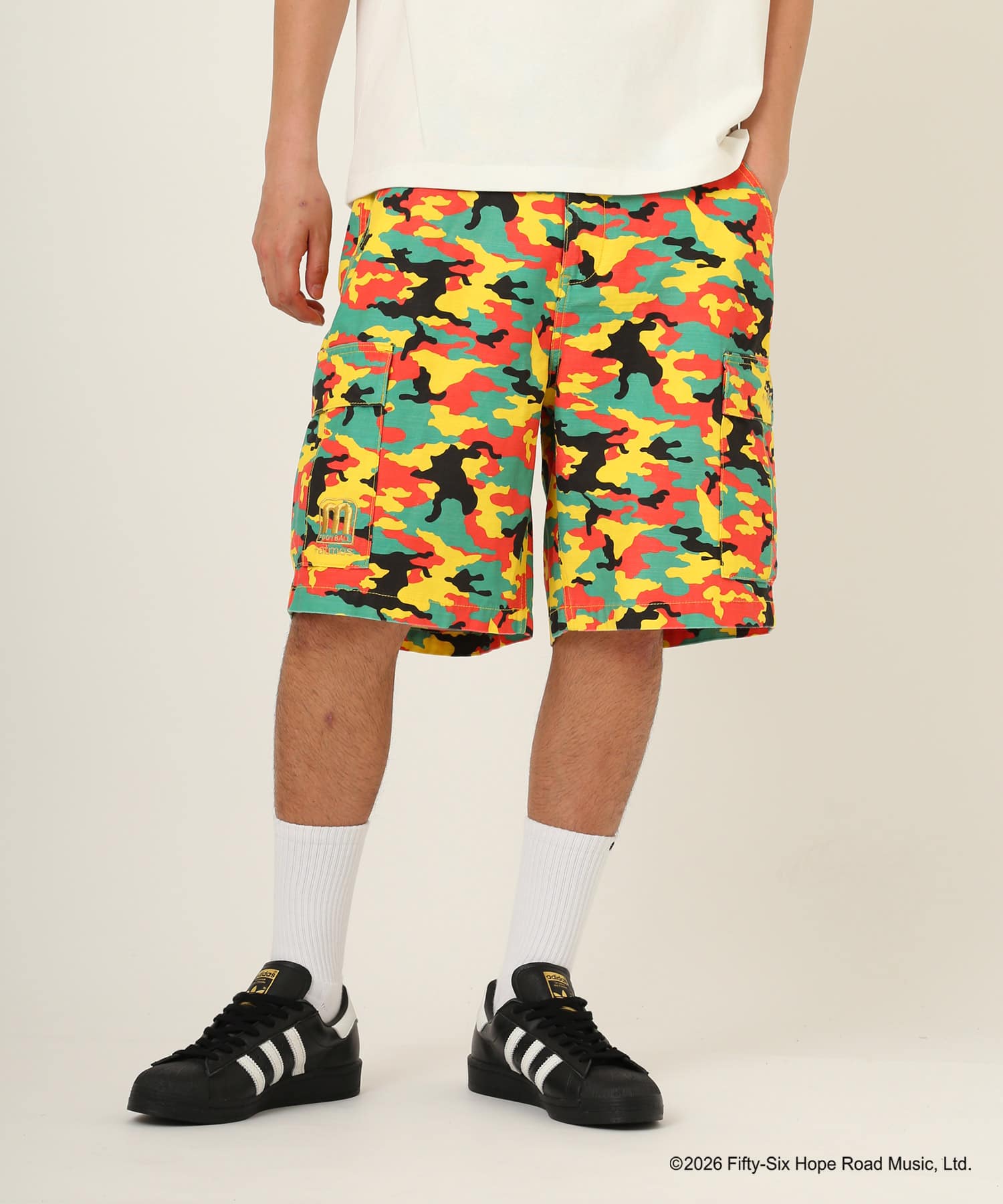 atmos x BOB MARLEY Camo Short Pants RASTA COLORの画像