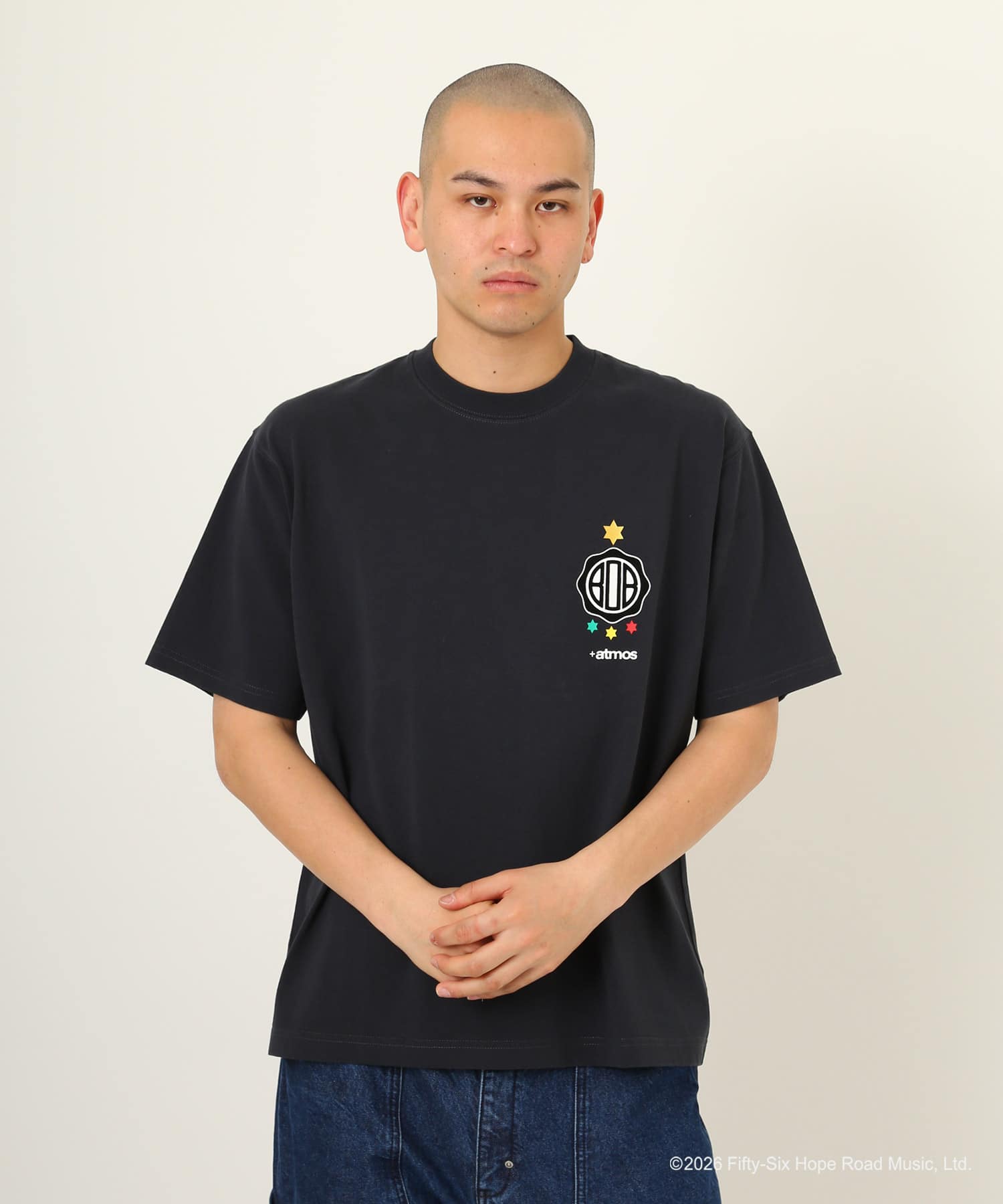 atmos x BOB MARLEY Foot Ball T-shirt LIGHT BLACKの画像