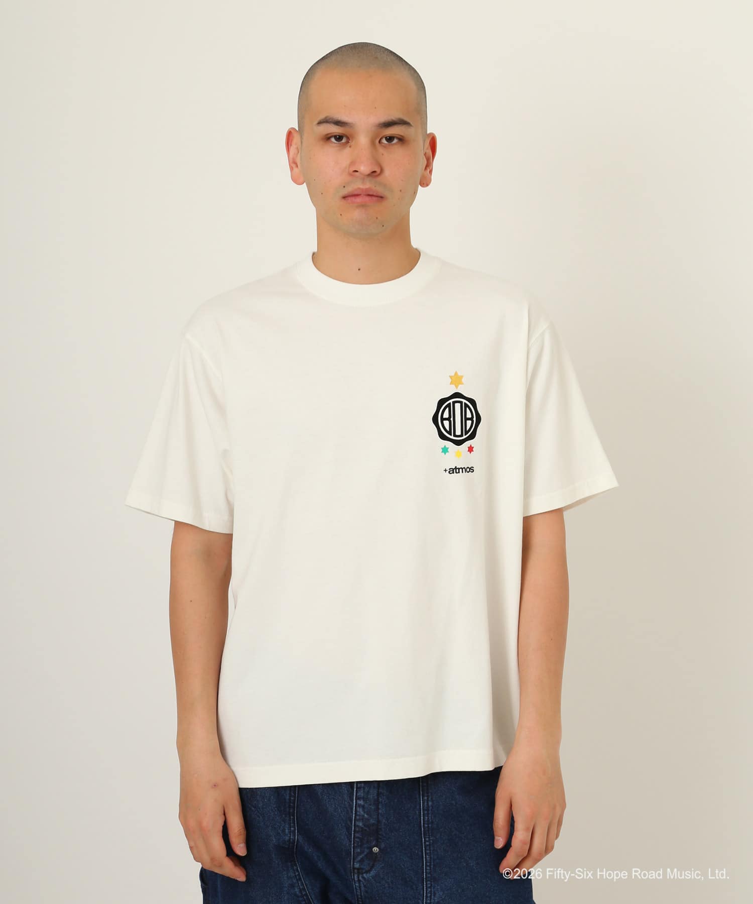 atmos x BOB MARLEY Foot Ball T-shirt WHITEの画像