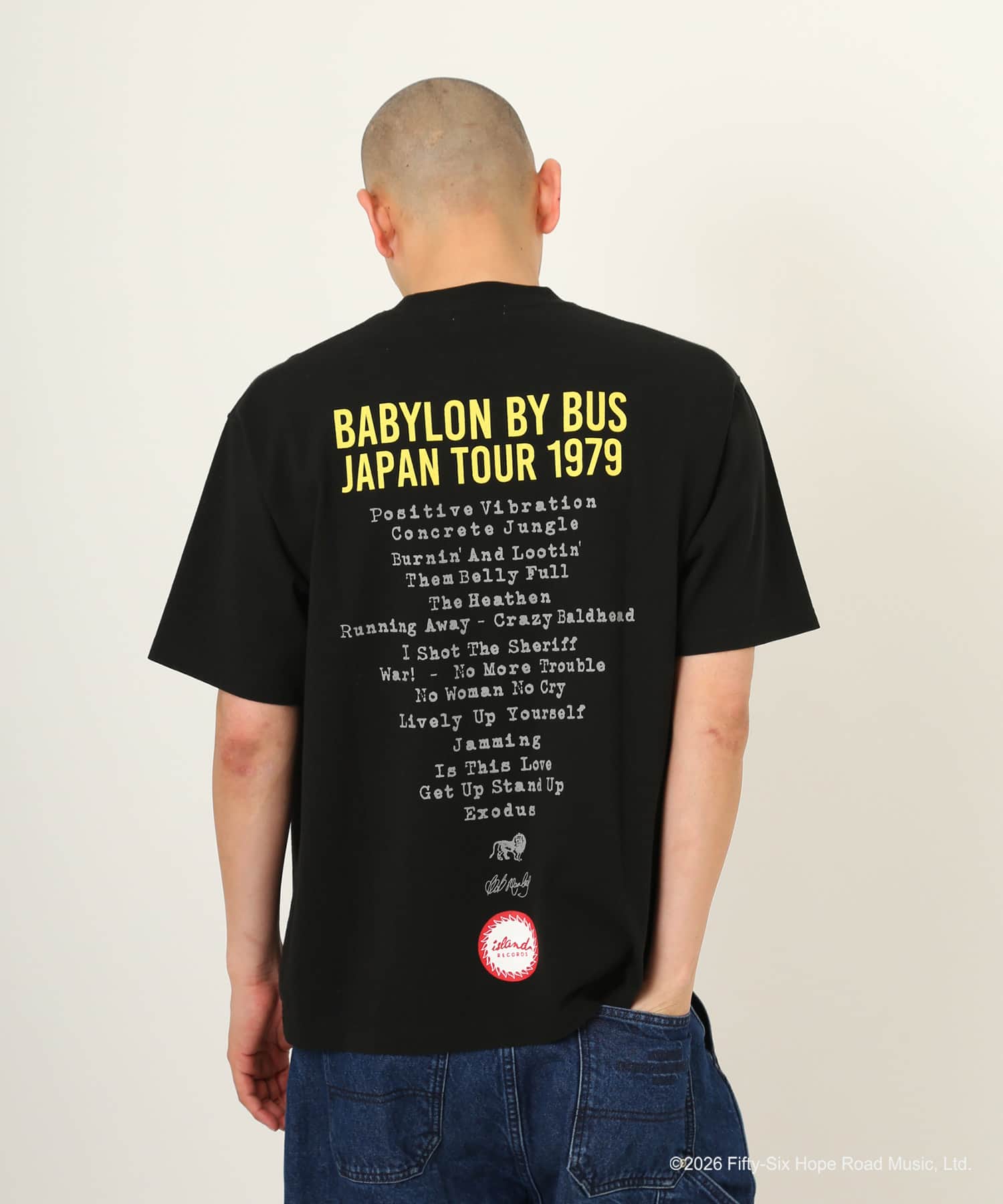 atmos x BOB MARLEY BABYLON BY BUS T-shirt BLACKの画像