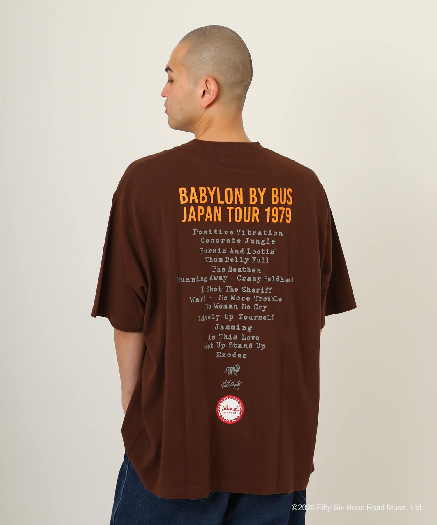 atmos x BOB MARLEY BABYLON BY BUS T-shirt BROWNの画像