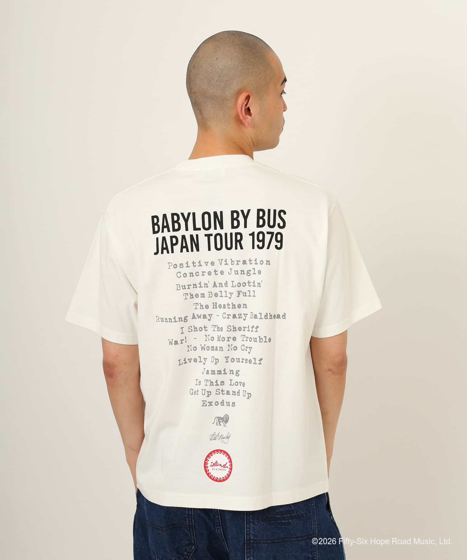 atmos x BOB MARLEY BABYLON BY BUS T-shirt WHITEの画像
