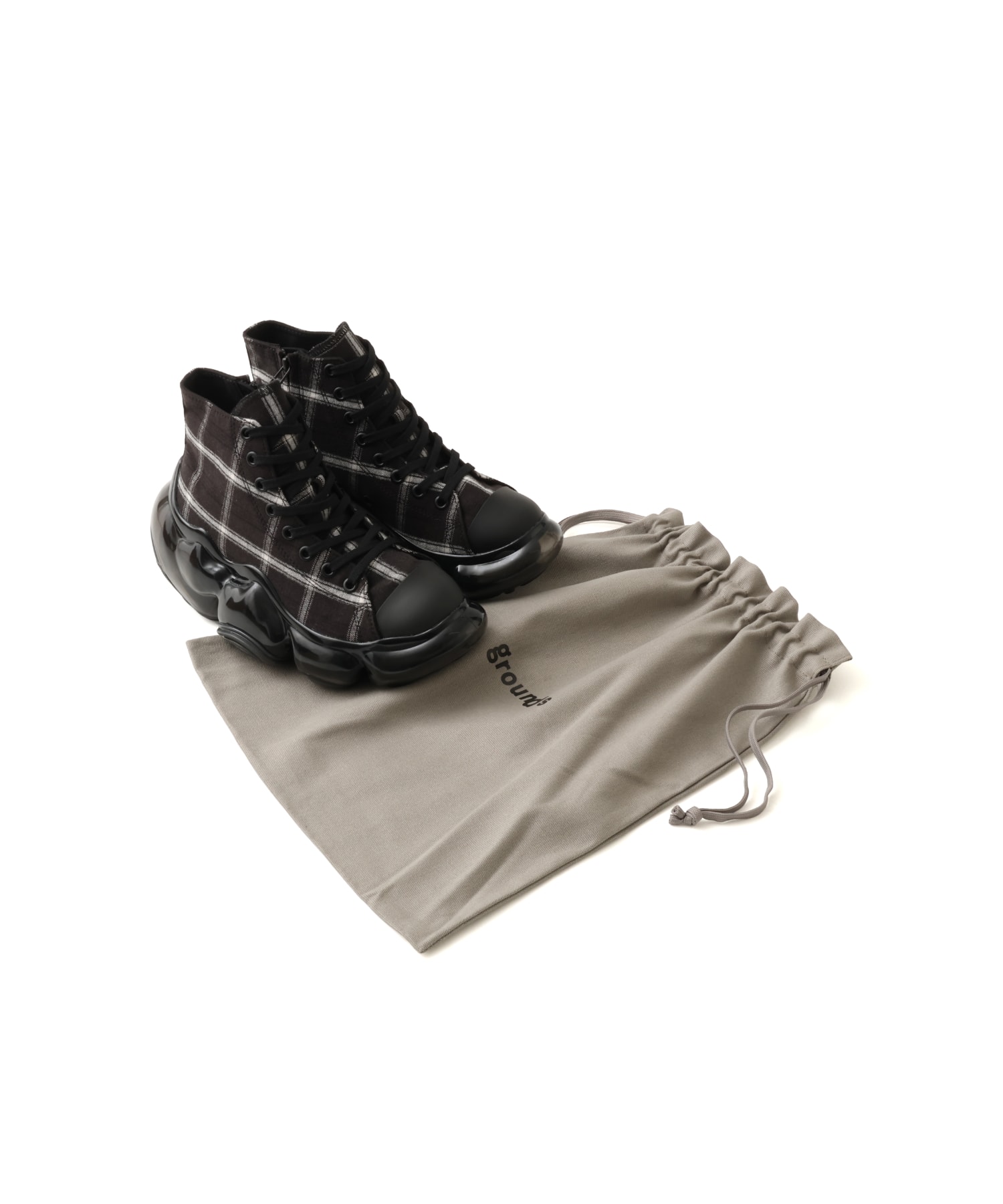 grounds MOOPIE HIGHCUT BLACK PLAIDの画像