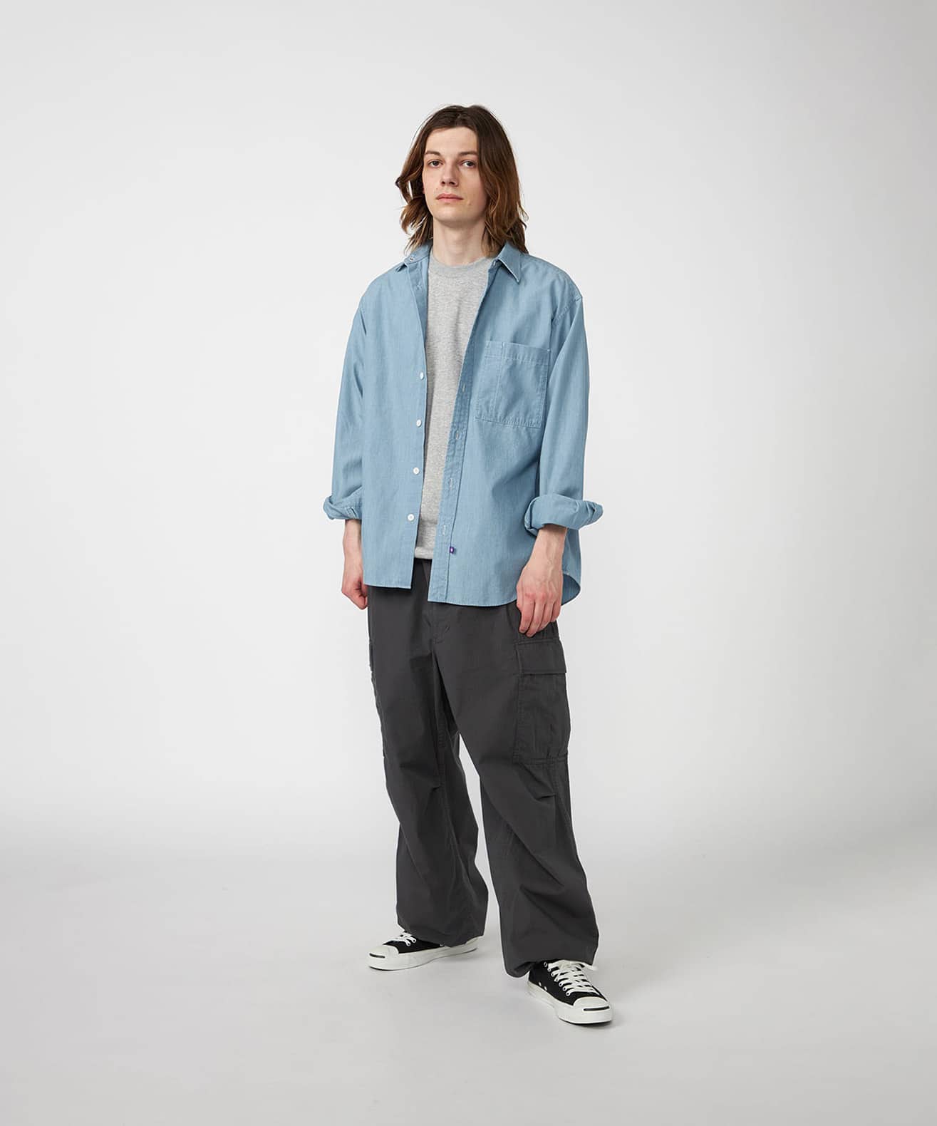 THE NORTH FACE PURPLE LABEL Regular Collar Chambray Field Shirt Indigo Bleachの画像