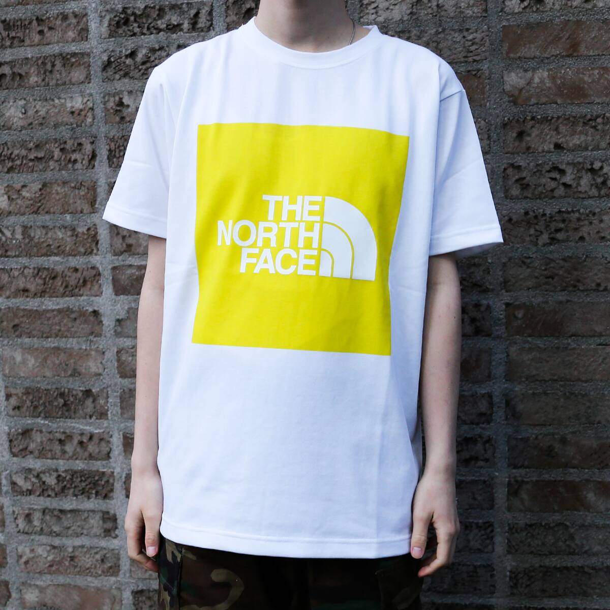 THE NORTH FACE S/S COLORED SQUARE LOGO TEE SULFUR SPRING GREEN 21SS-Iの画像