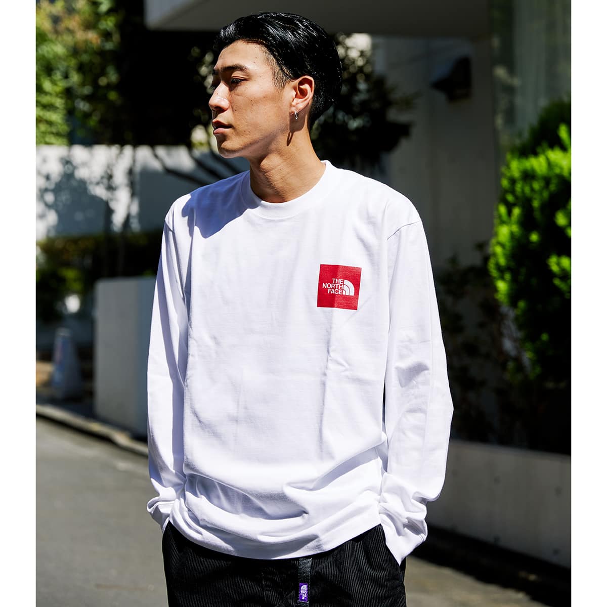 THE NORTH FACE L/S SQUARE LOGO TEE ホワイト 21FW-I