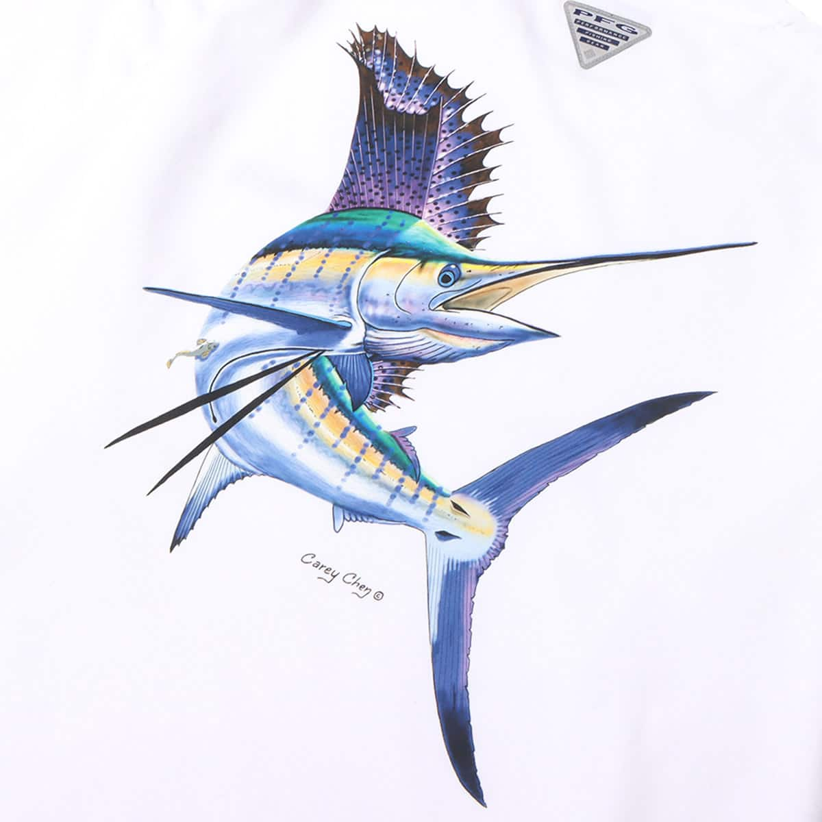 Columbia PFG Carey Chen L/S T Shirt White, Sailfish 21FA-I