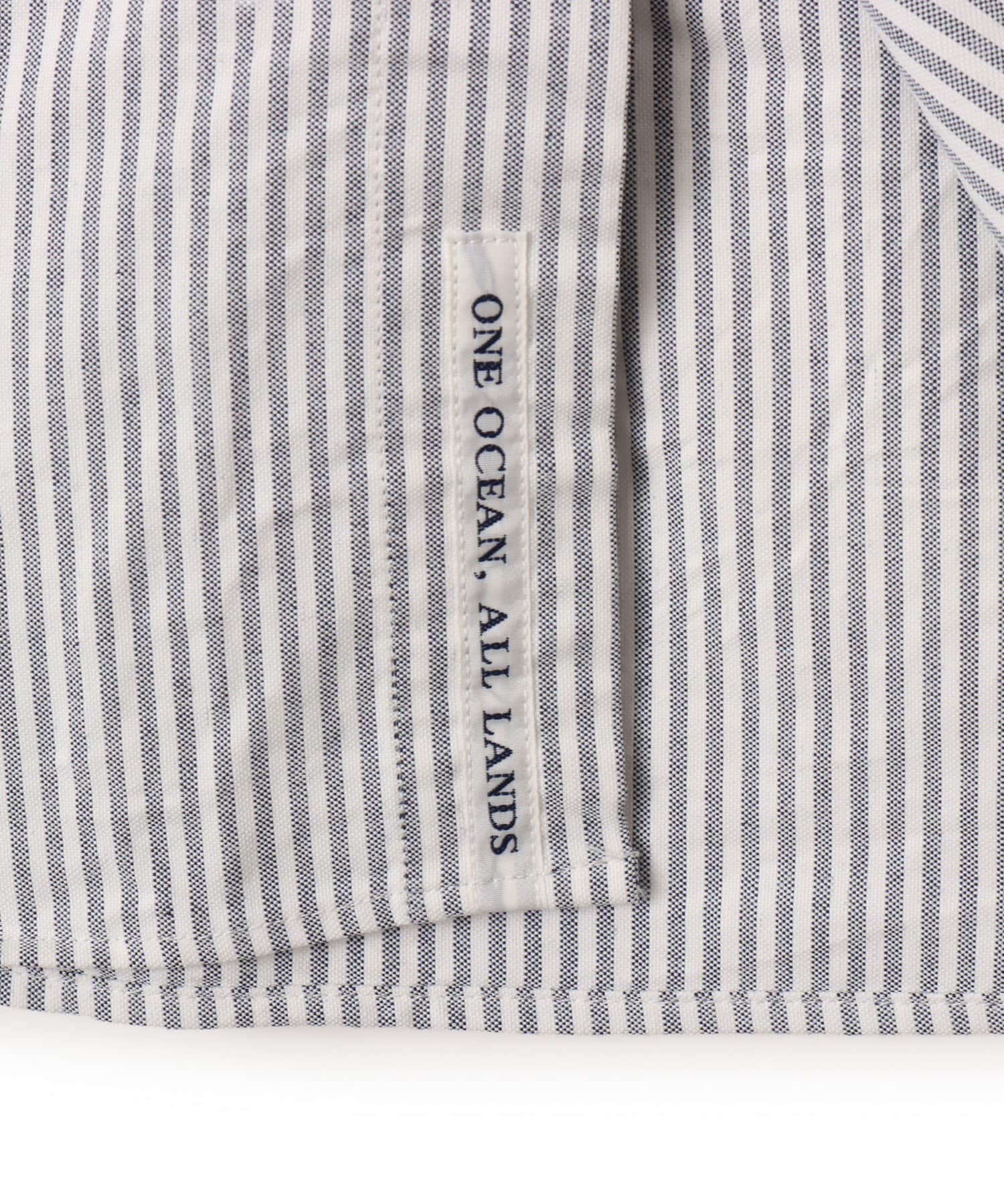 nanamica Button Down Stripe Wind Shirt Navyの画像