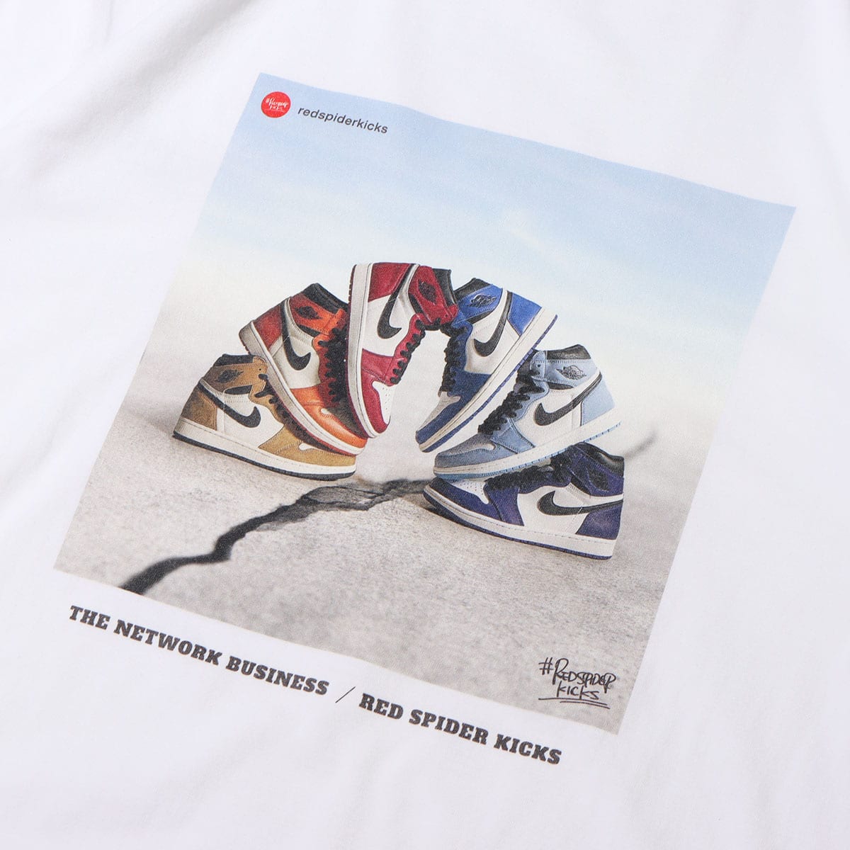 THE NETWORK BUSINESS x RED SPIDER KICKS SNEAKER ARCH TEE WHITE 22SU-I