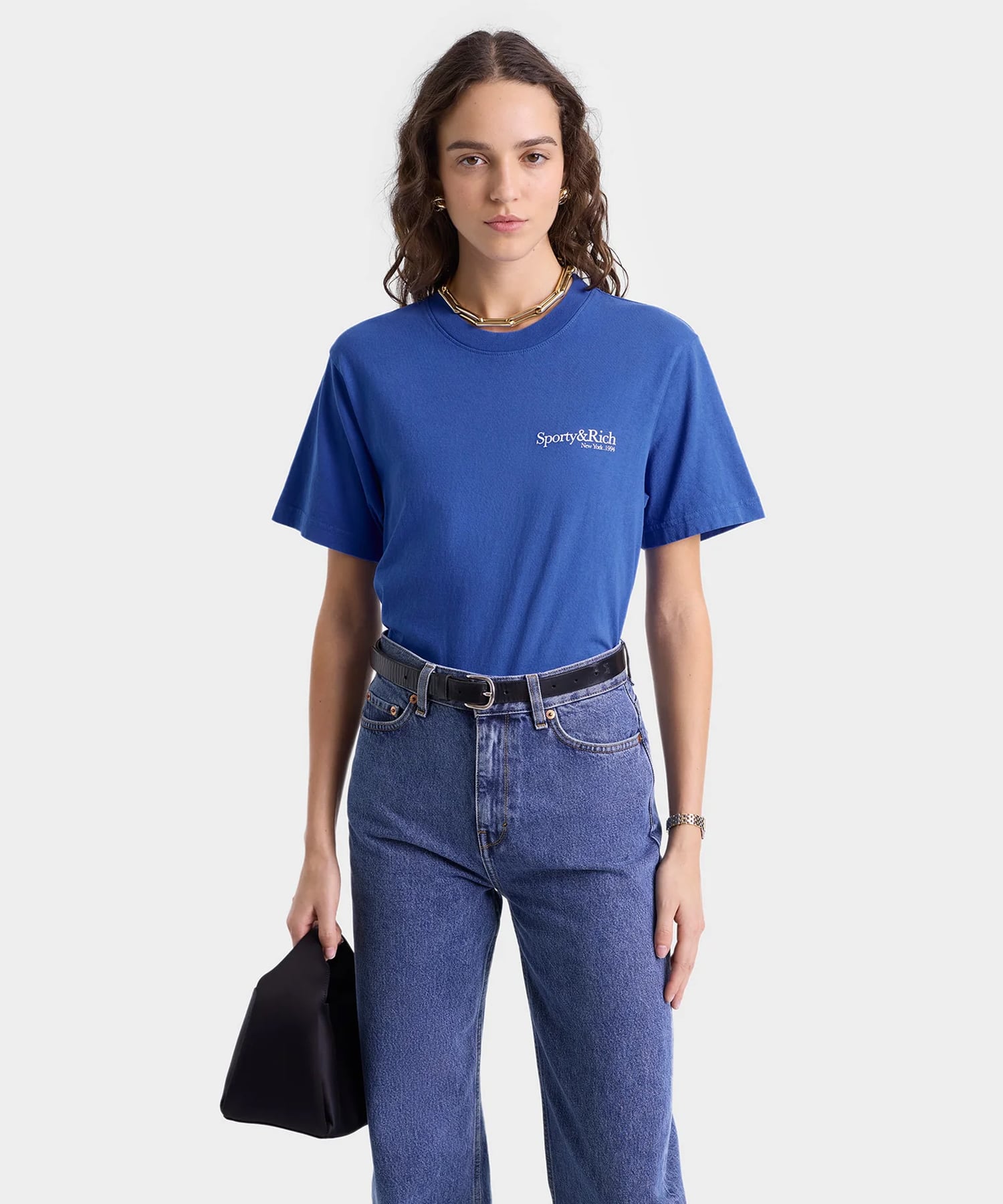 SPORTY＆RICH Health is Wealth T-Shirt Paris Blueの画像