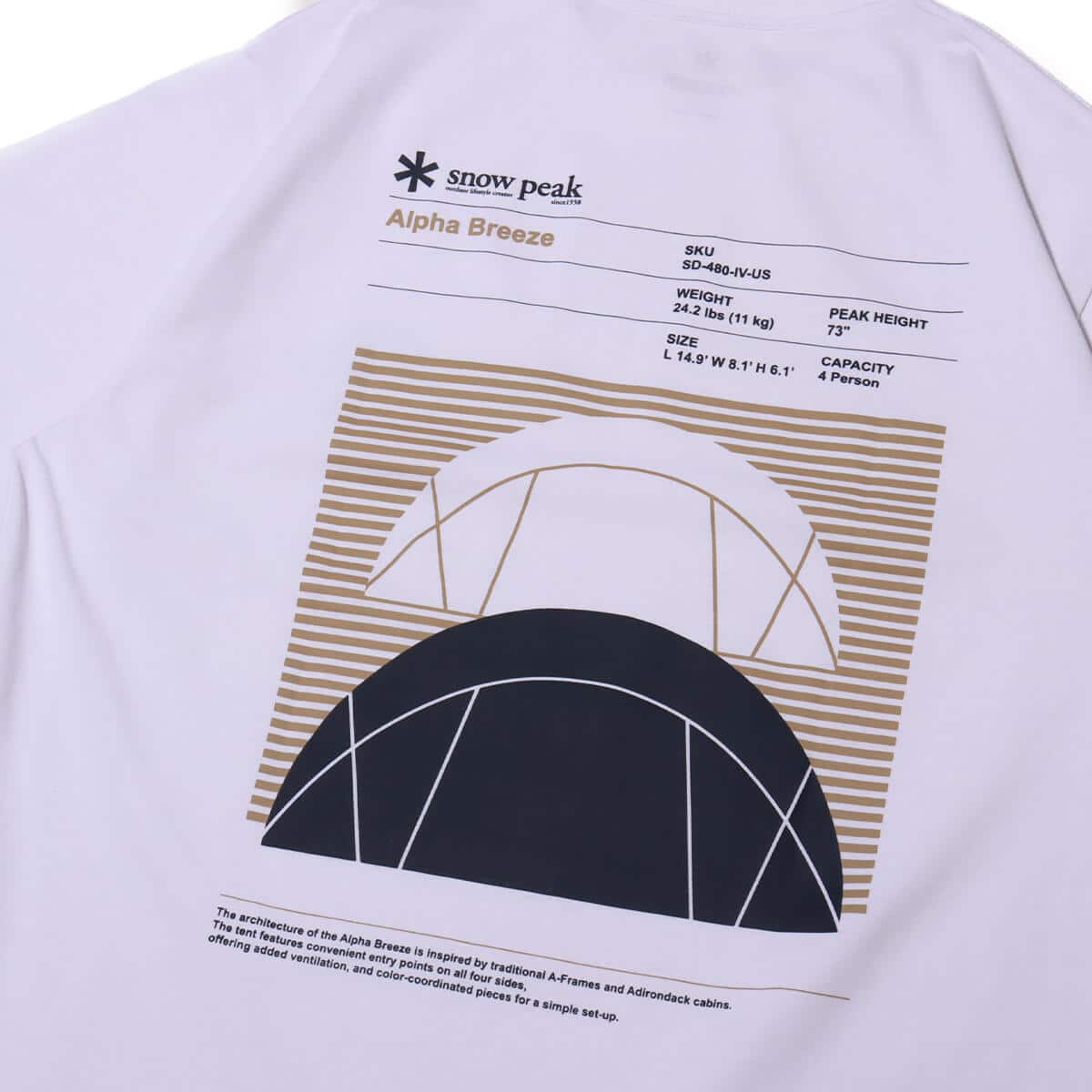 snow peak Alpha Breeze Typography T-Shirt Whiteの画像