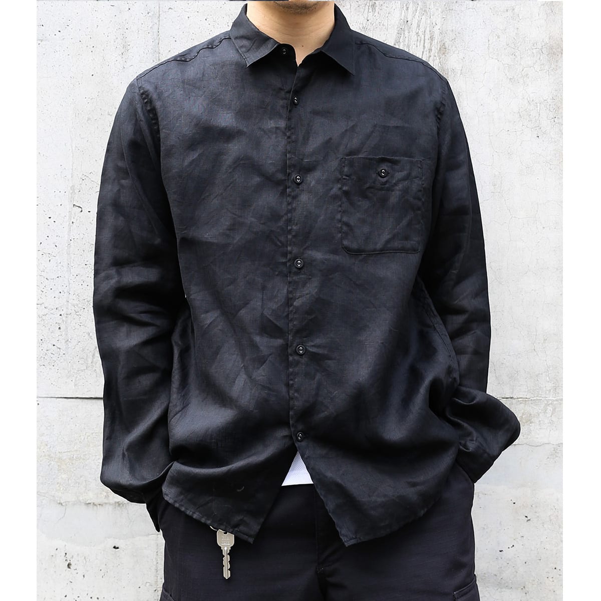 WHITE MOUNTAINEERING LINEN SHIRT BLACK 21SP-I