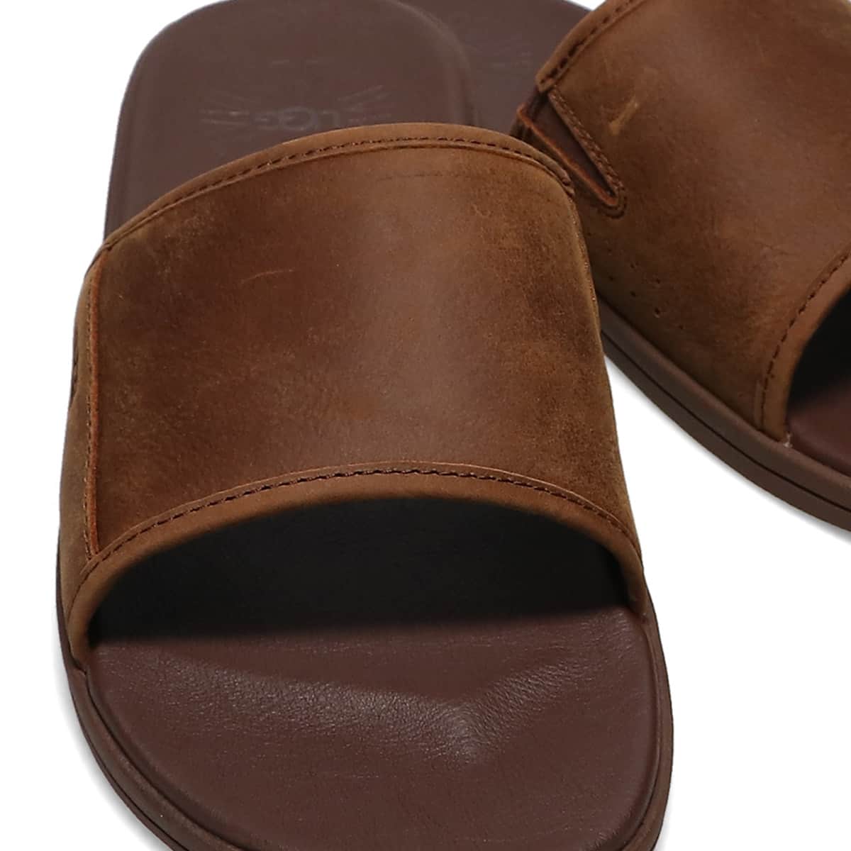 UGG M SEASIDE SLIDE LUGGAGE LEATHERの画像