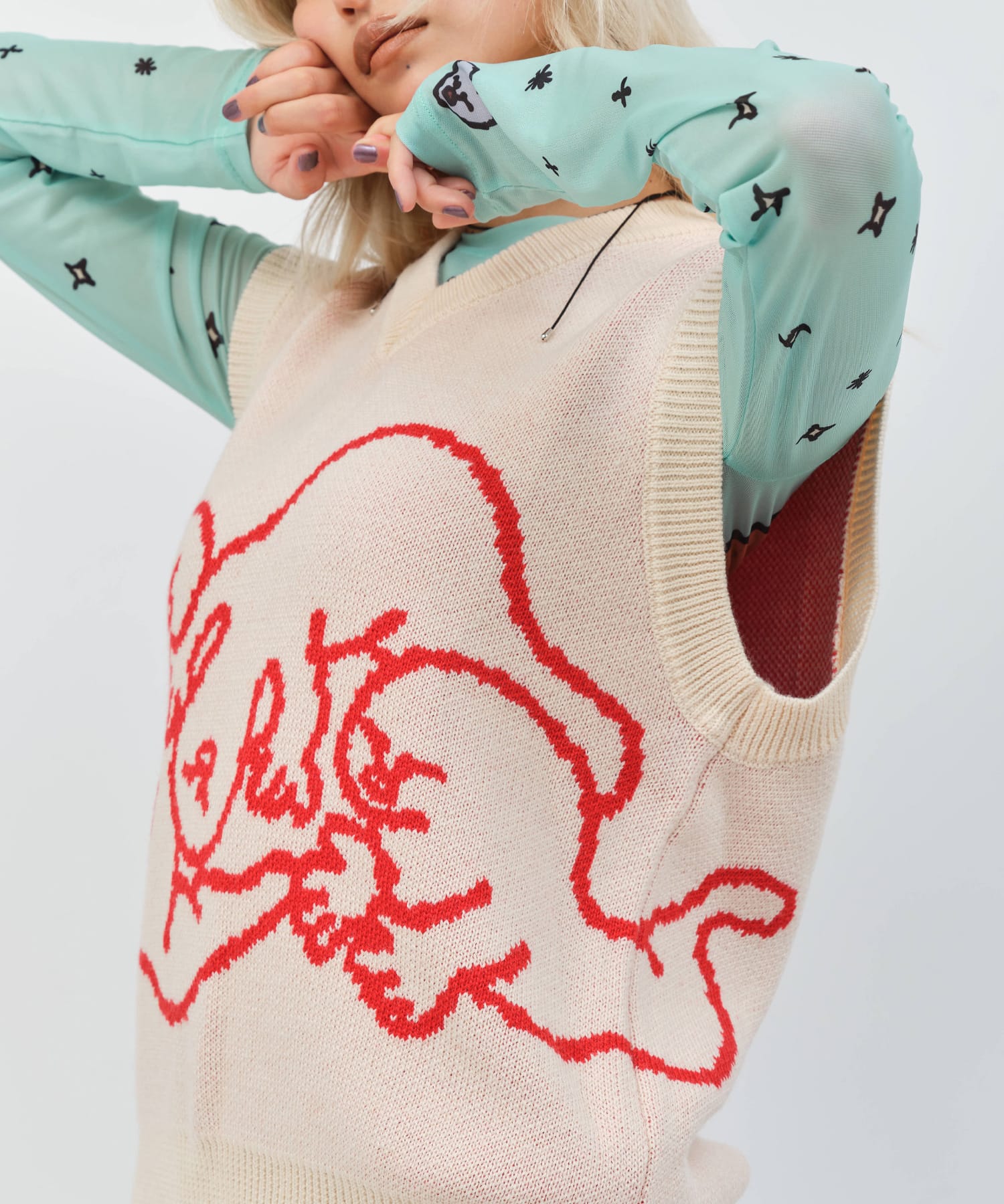 MARIA SAKURAI x atmos pink Ghost Knit Vest BEIGEの画像