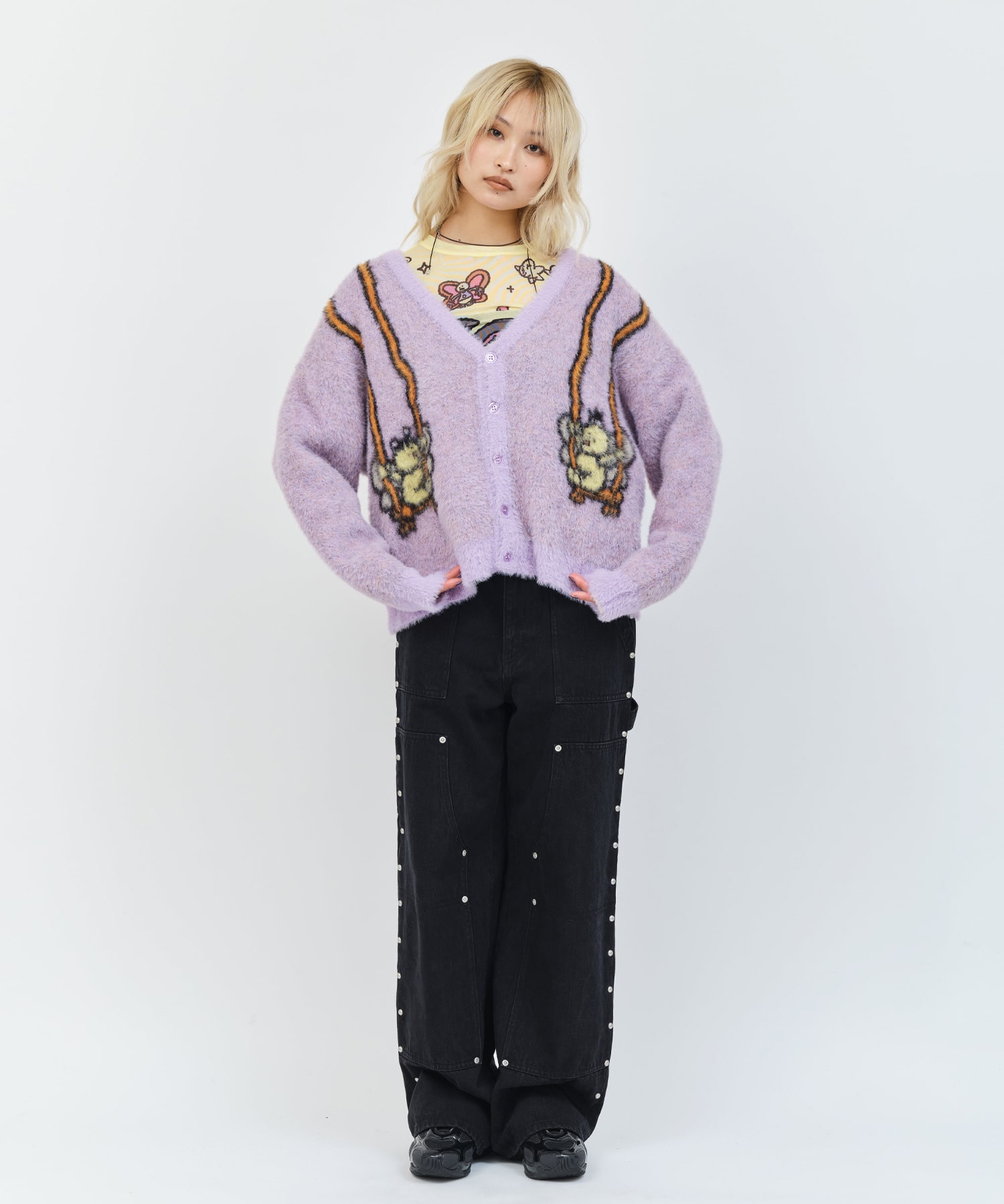 MARIA SAKURAI x atmos pink ブランコ Knit Cardigan PURPLEの画像