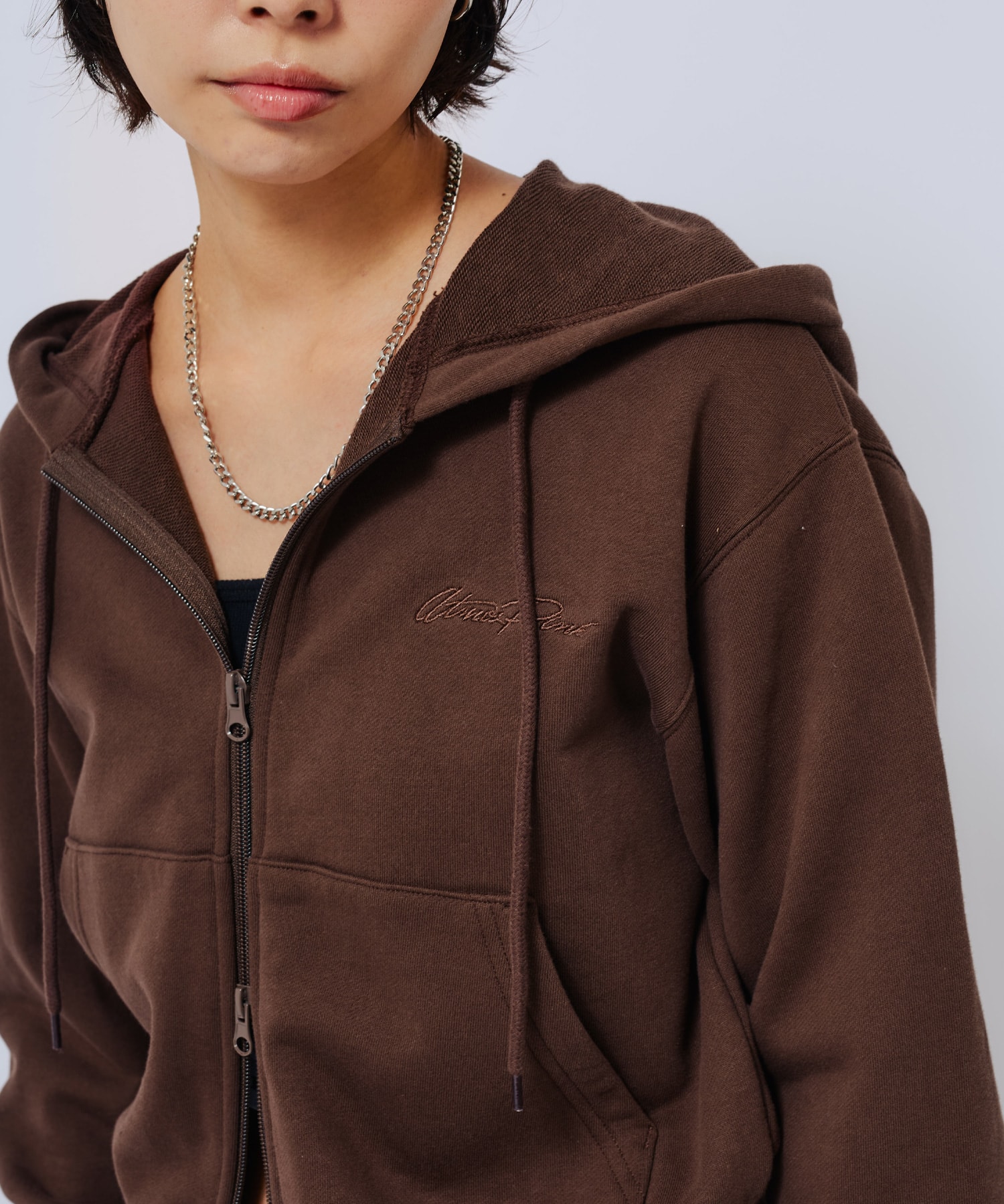 atmos pink Compact Zip Up Hoodie BROWNの画像