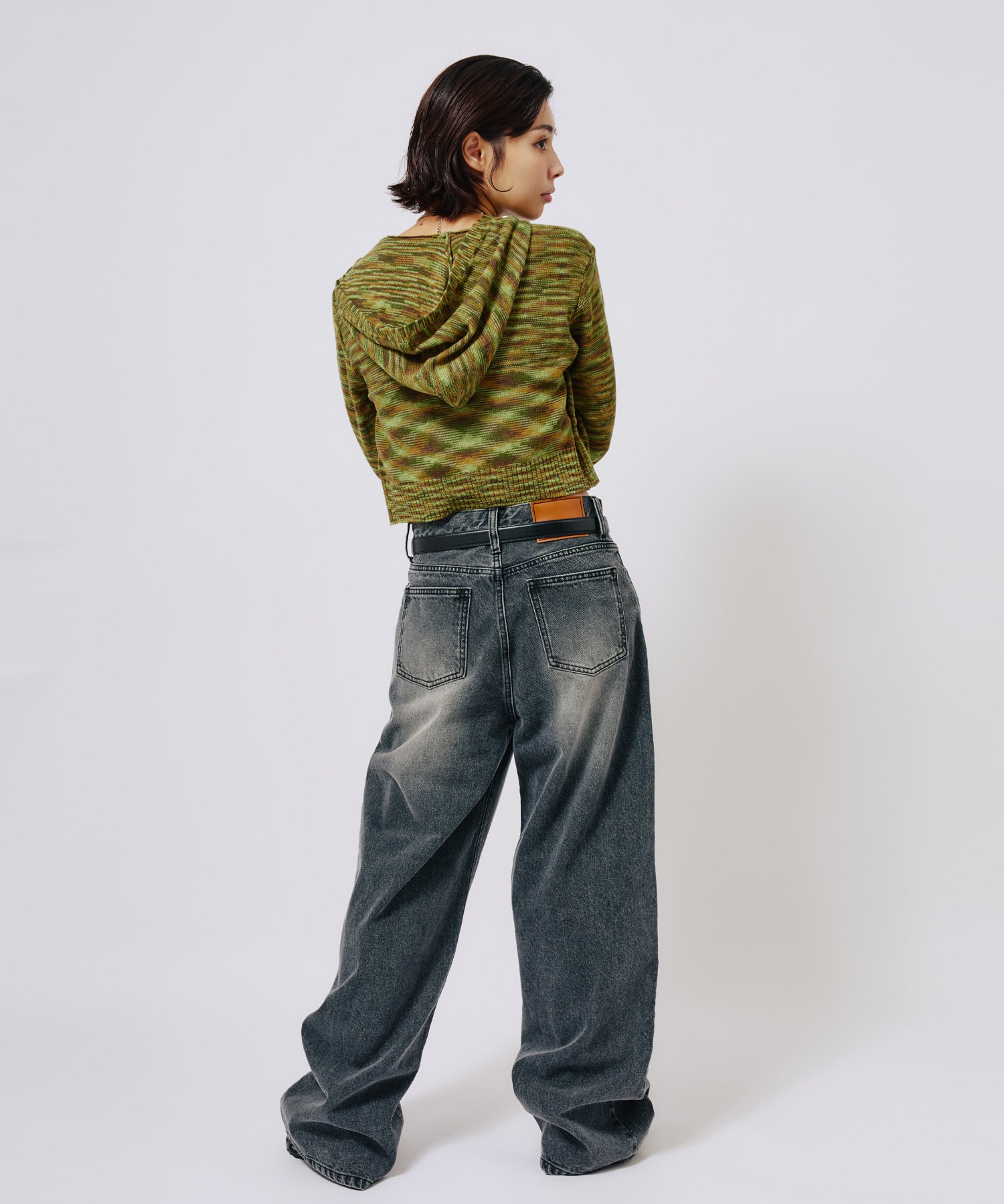 atmos pink Short Zip Knit Hoodie KHAKIの画像