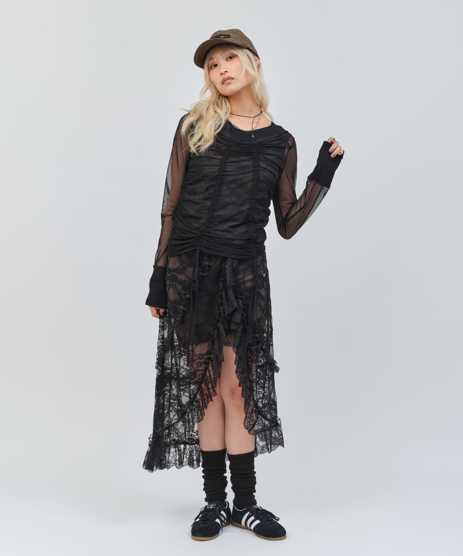 atmos pink See-through Layered LS T-shirt BLACKの画像