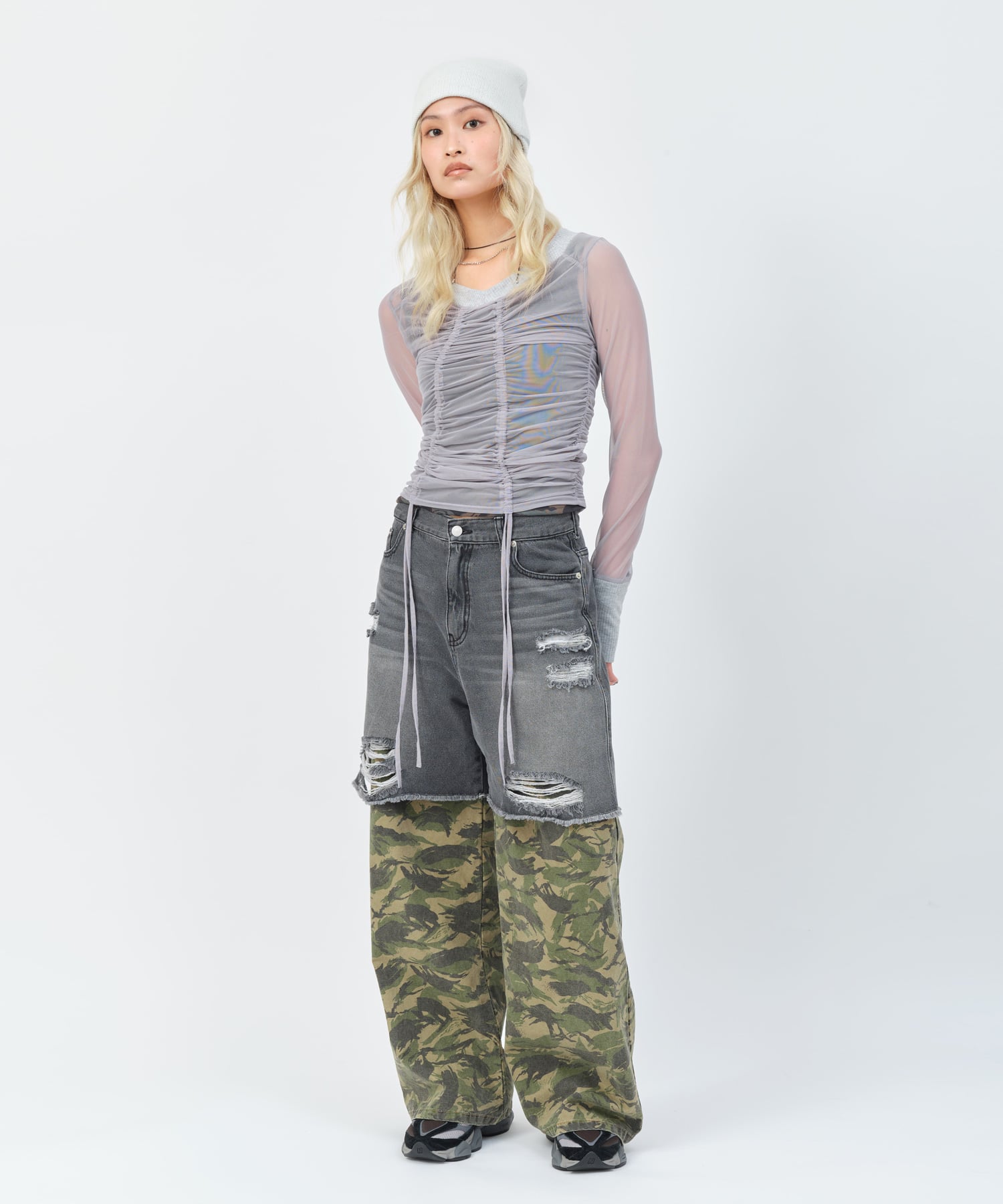 atmos pink See-through Layered LS T-shirt GRAYの画像