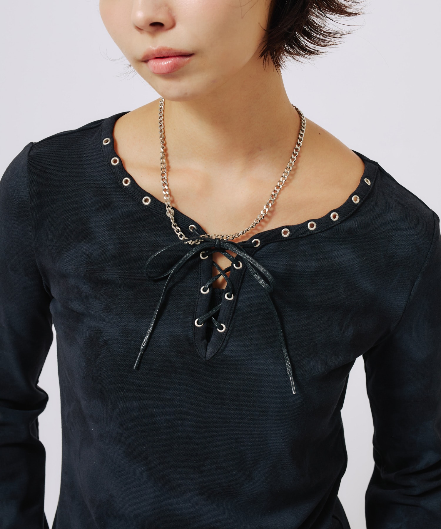 atmos pink Lace-up Top CHARCOALの画像