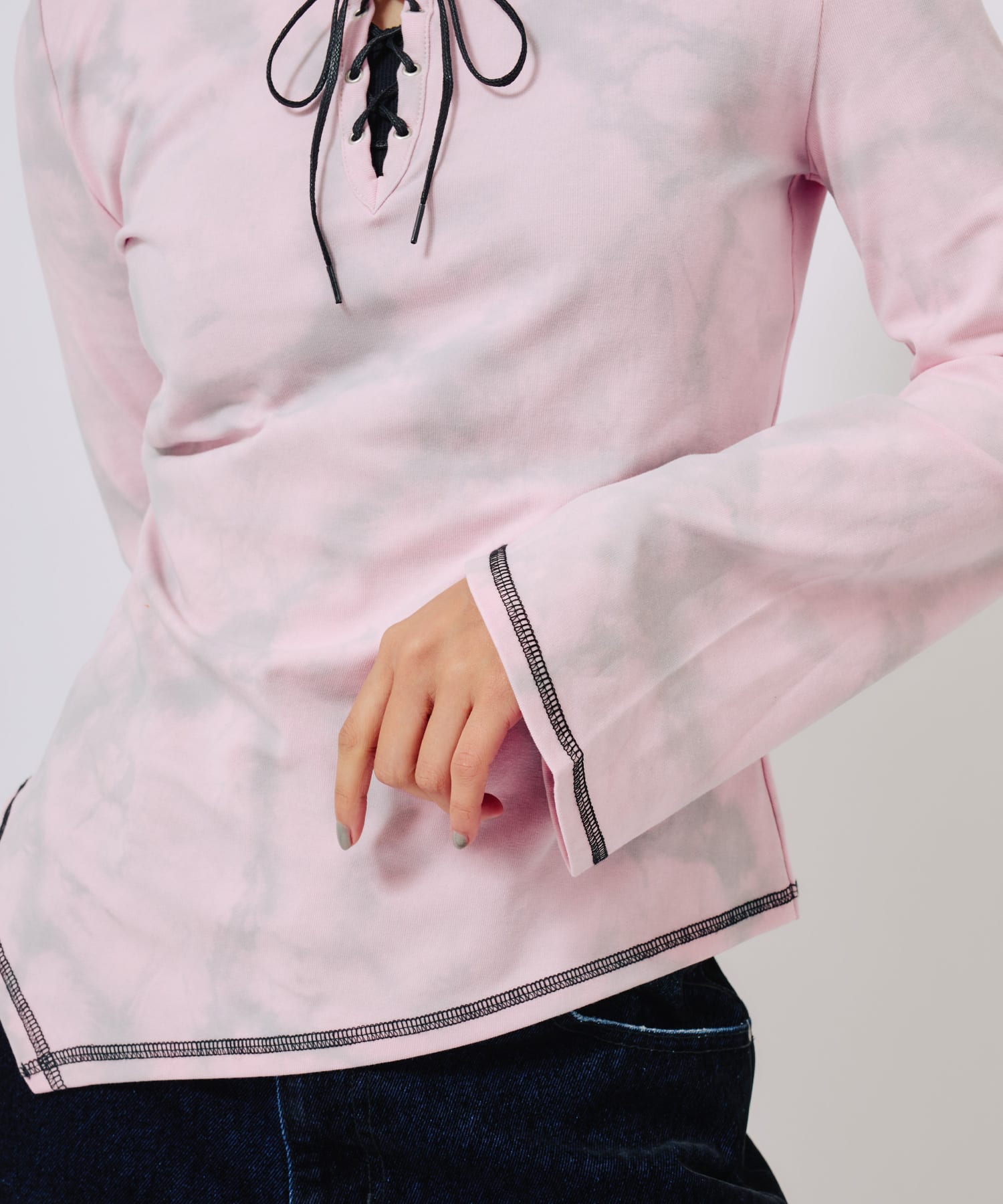 atmos pink Lace-up Top PINKの画像