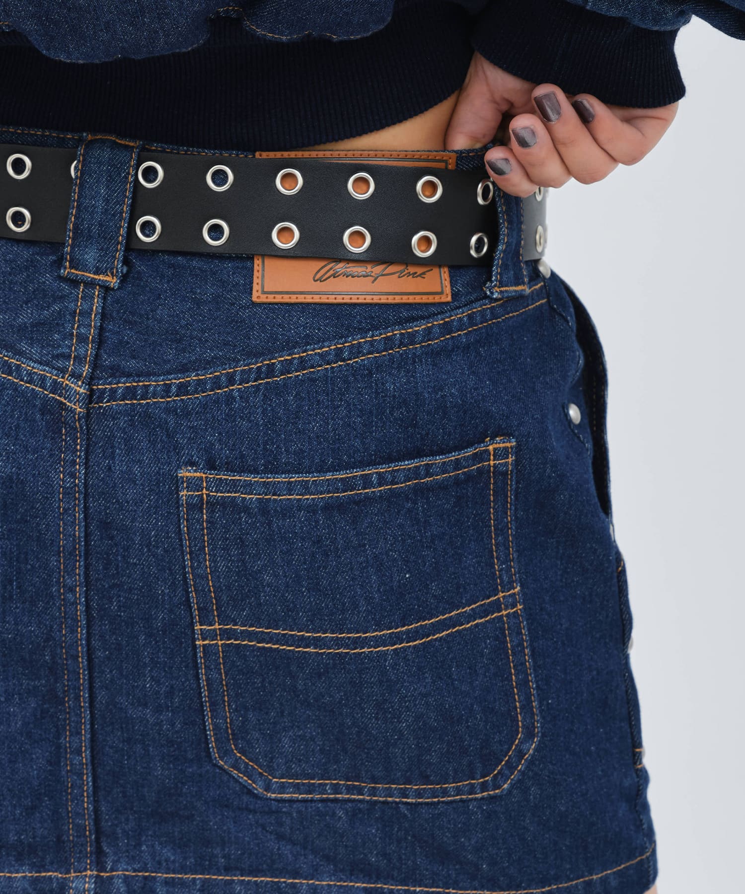 atmos pink Studs Denim Mini Skirt BLUEの画像