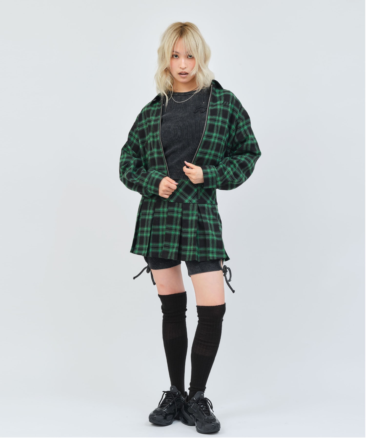 atmos pink Plaid Mini Skirt GREENの画像