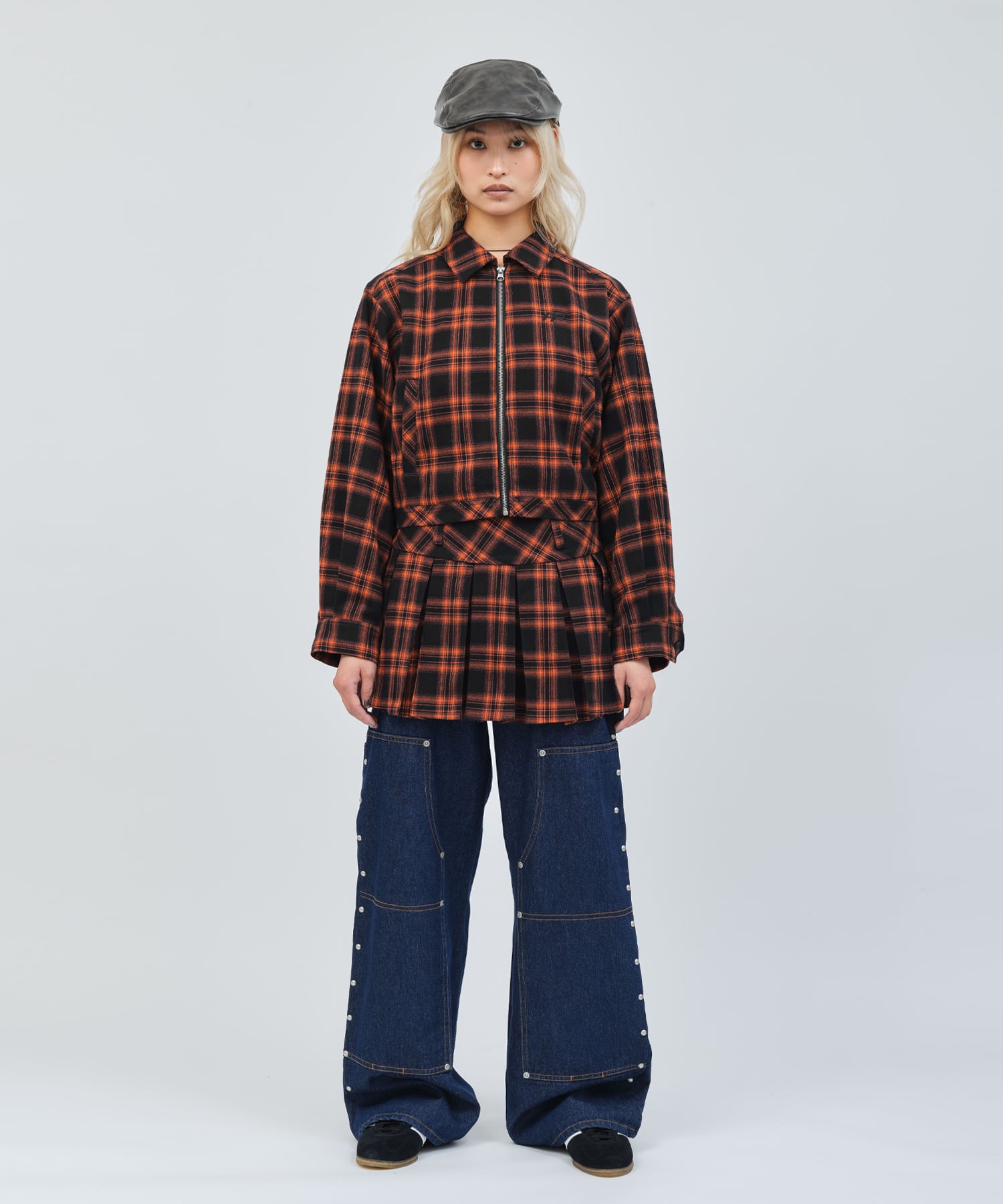 atmos pink Plaid Mini Skirt ORANGEの画像