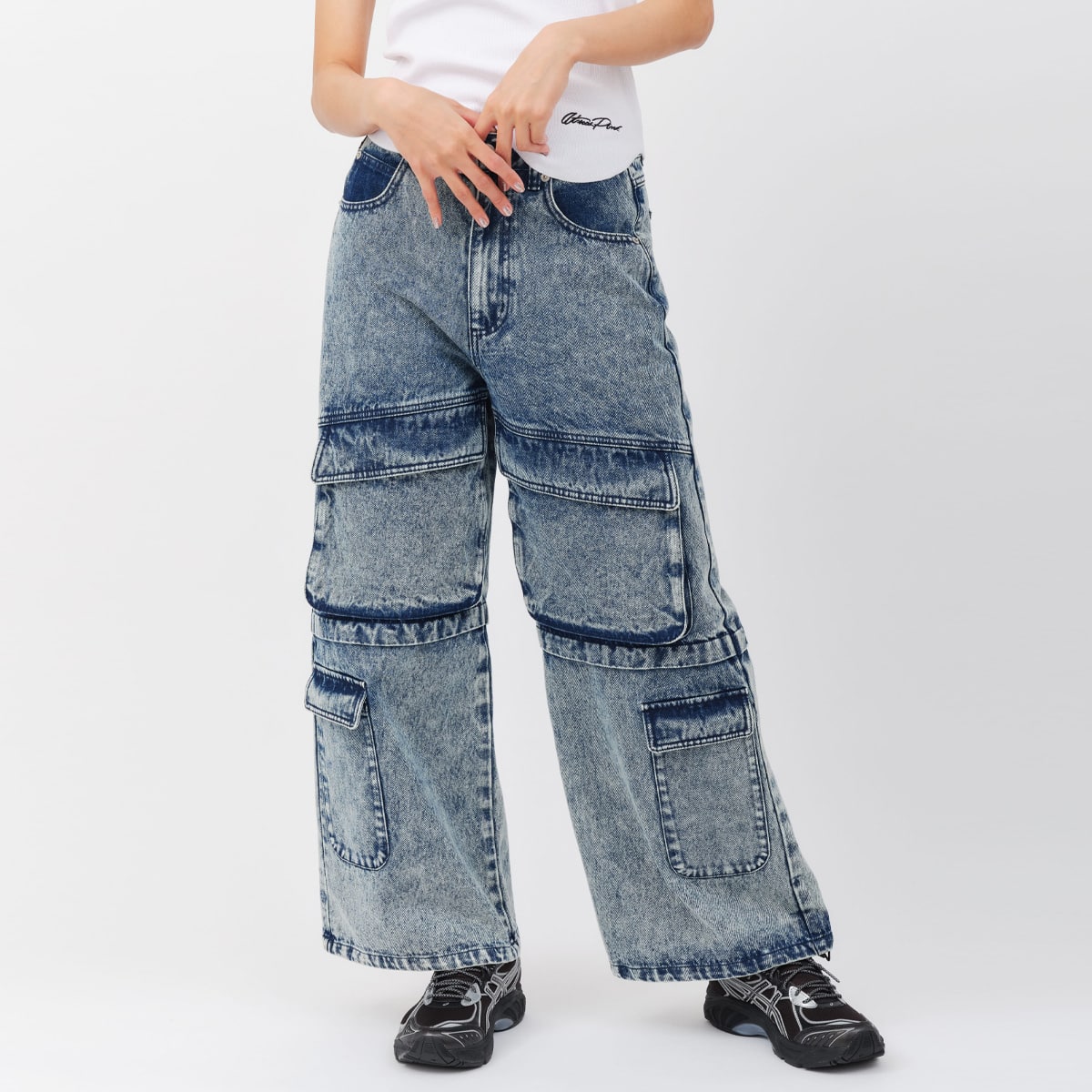atmos pink Cargo Denim Pants BLUEの画像