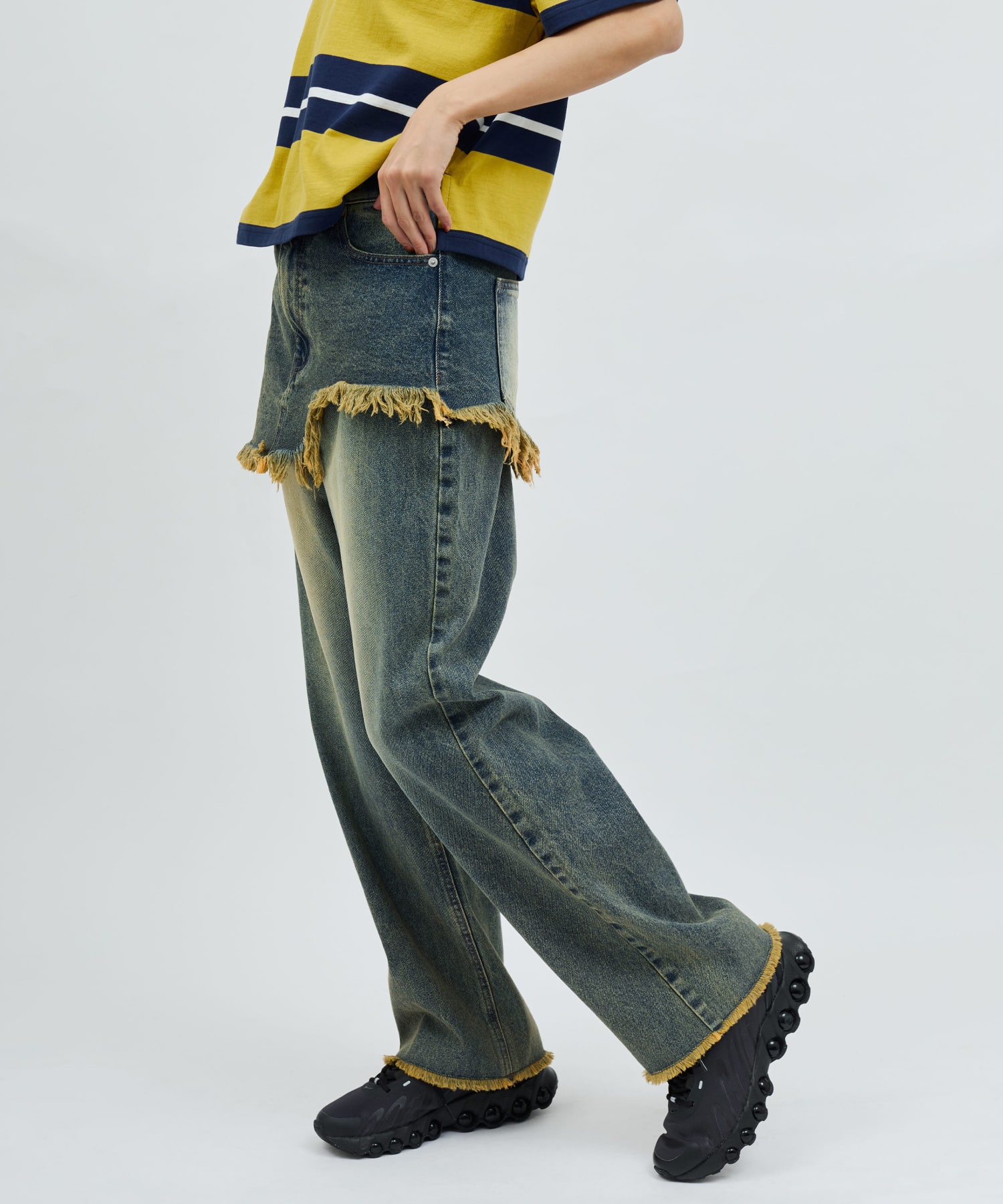 atmos pink Layered Denim Pants BLUEの画像
